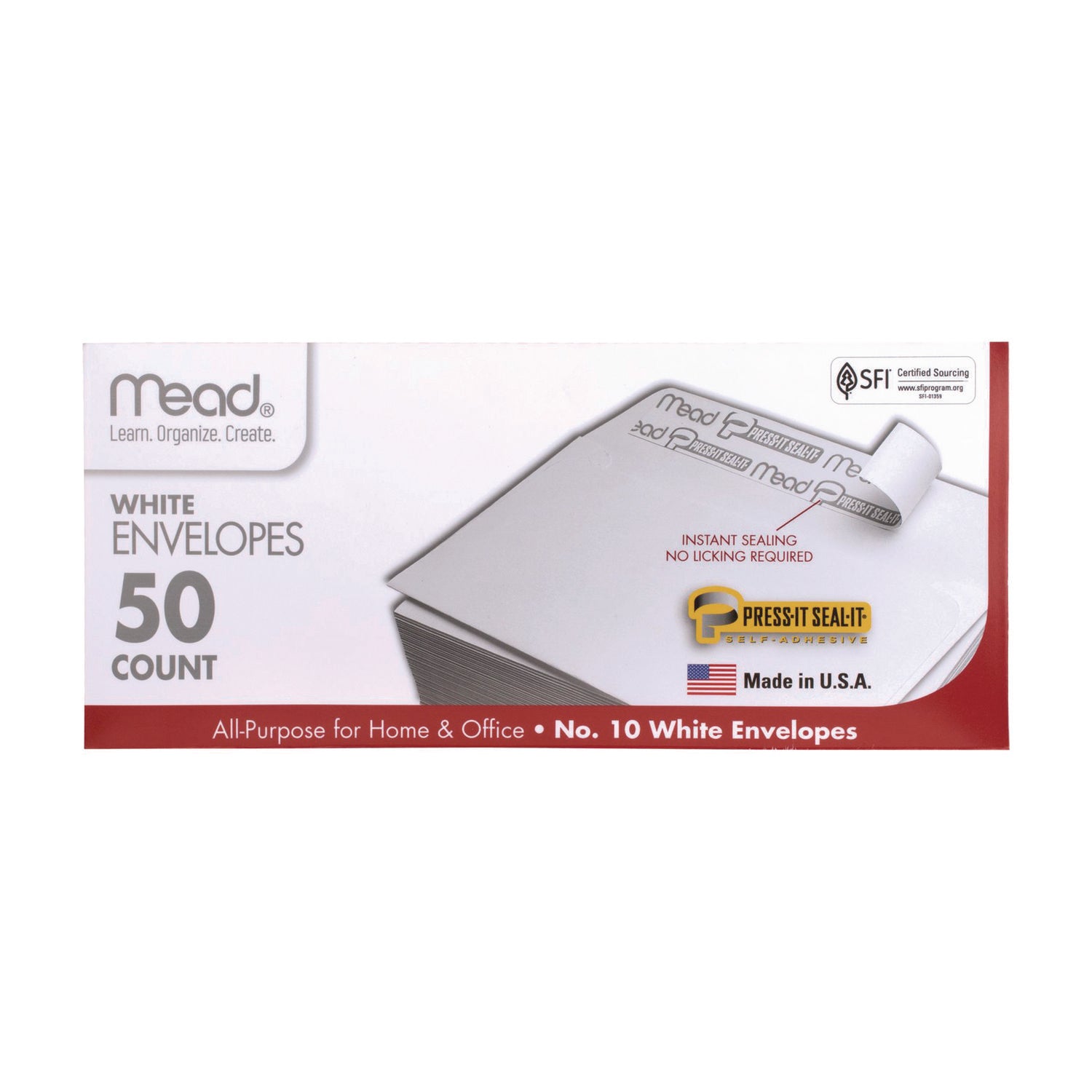 Mead Boxed Peel & Stick Envelopes 4.125"X8.5" 50/Pkg Regular #10