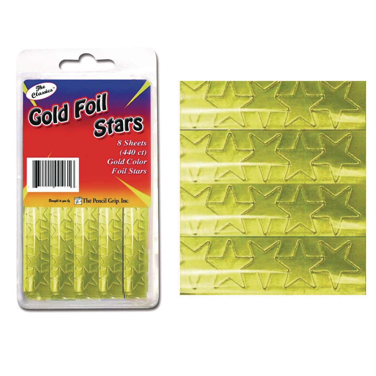 Foil Star Stickers 440/Pkg Gold