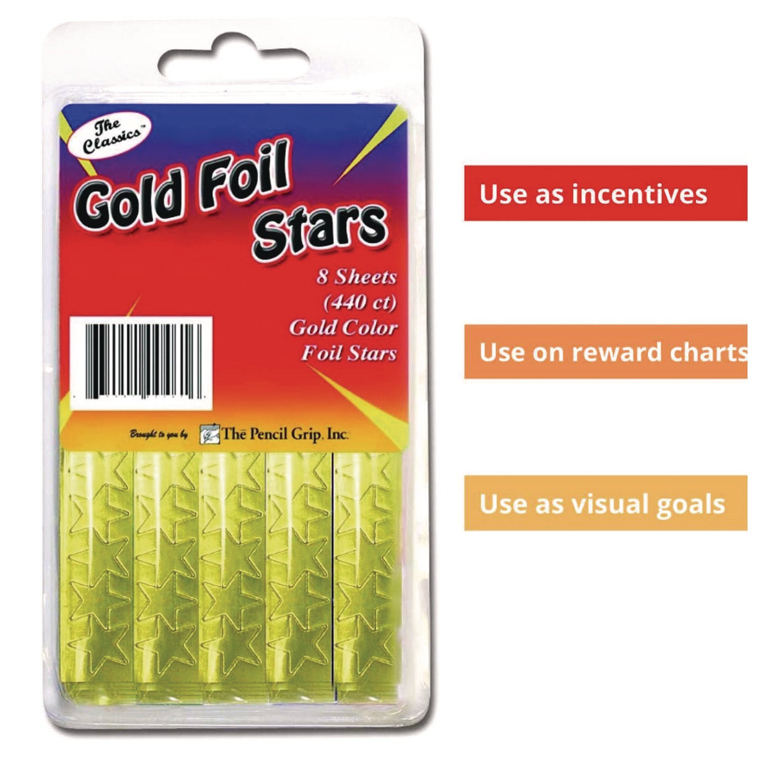 Foil Star Stickers 440/Pkg Gold