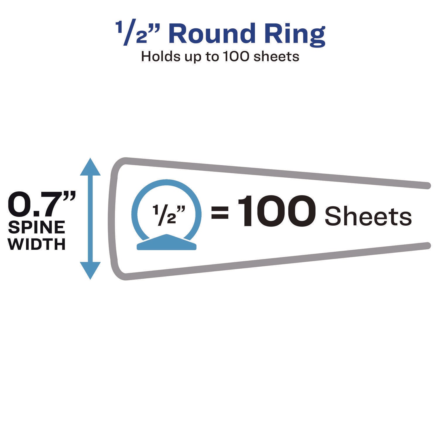 Avery® Flexi-View Binder w/Round Rings, 11 x 8 1/2, 1/2" Cap, Black