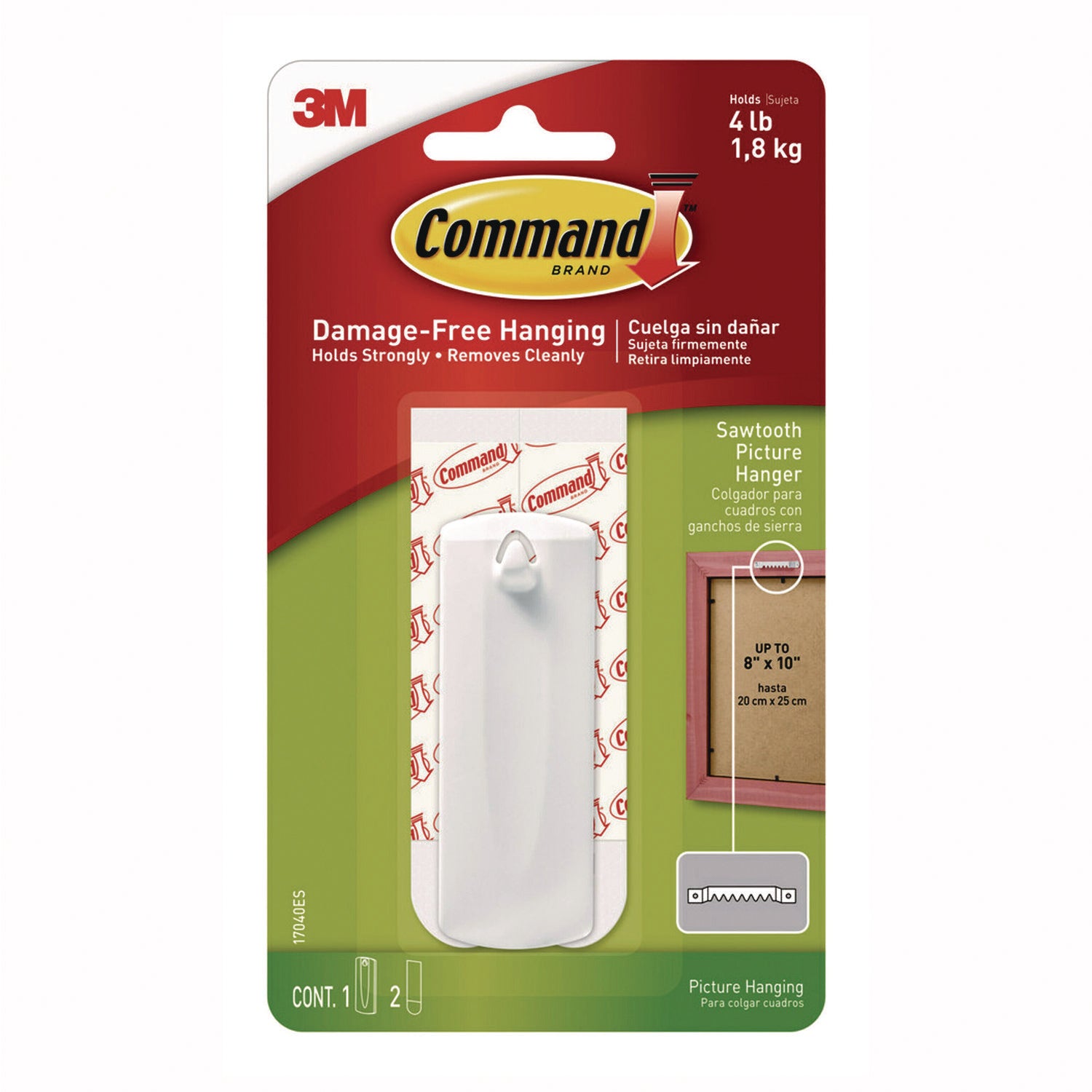 Command Large Sawtooth Picture Hangers White 1 Hanger & 2 Strips