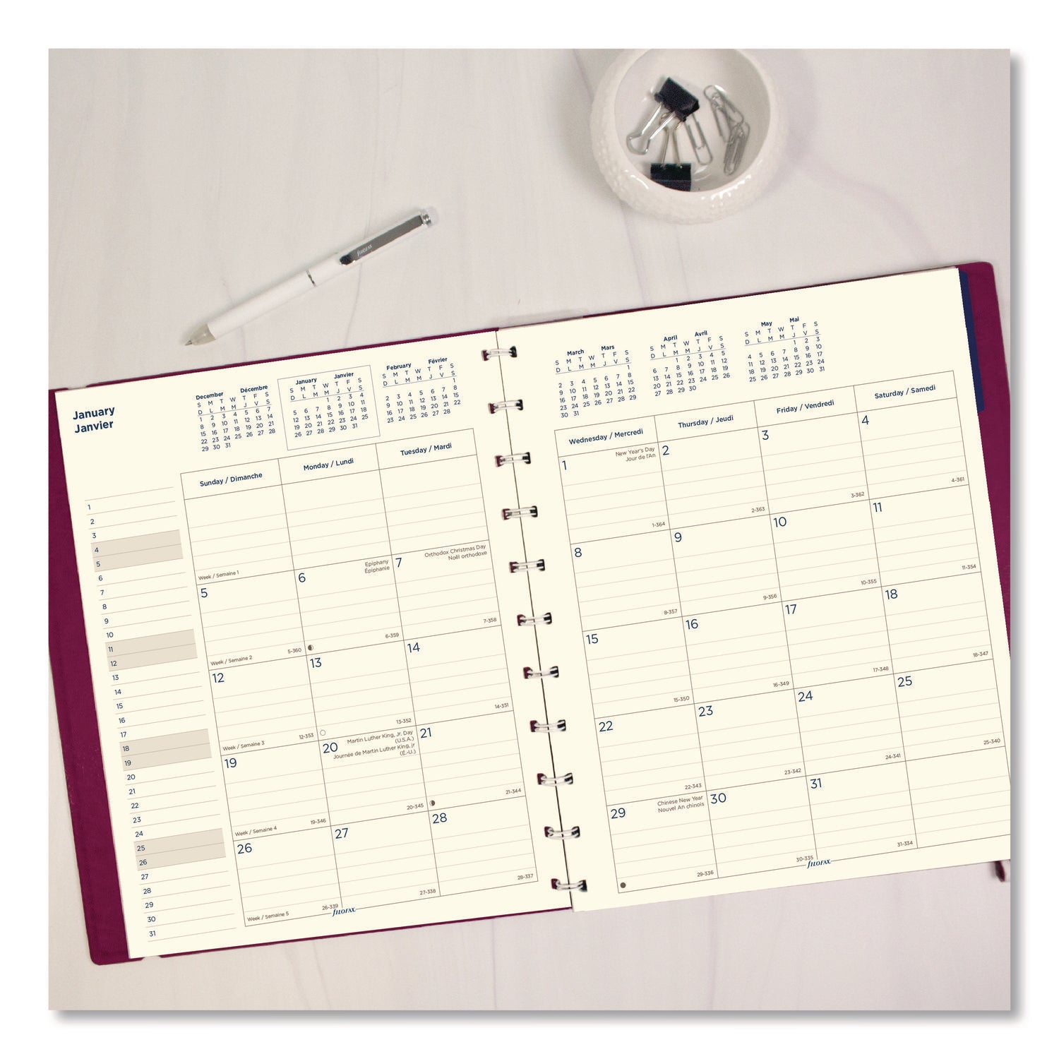 Filofax 17-Month Monthly Planner, 8-1/2" x 10-7/8", Fuchsia, August 2021 to December 2022, C1811003