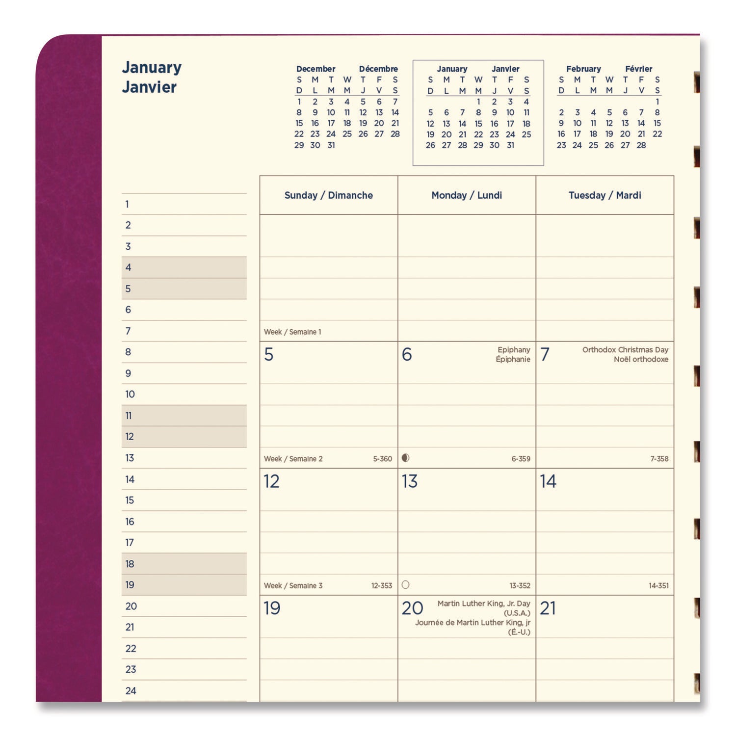 Filofax 17-Month Monthly Planner, 8-1/2" x 10-7/8", Fuchsia, August 2021 to December 2022, C1811003