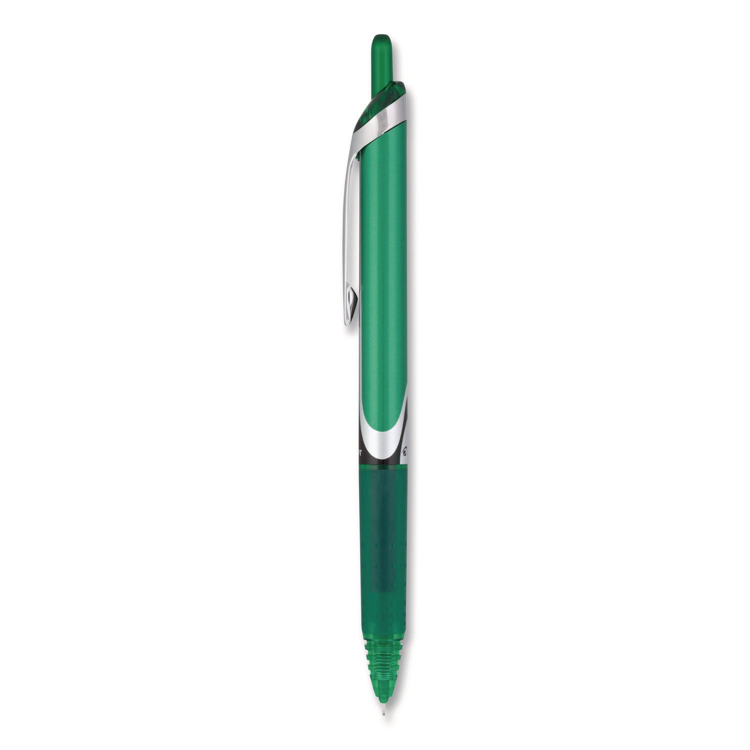 Precise V5rt Roller Ball Pen, Retractable, Extra-Fine 0.5 Mm, Green Ink, Green/silver Barrel