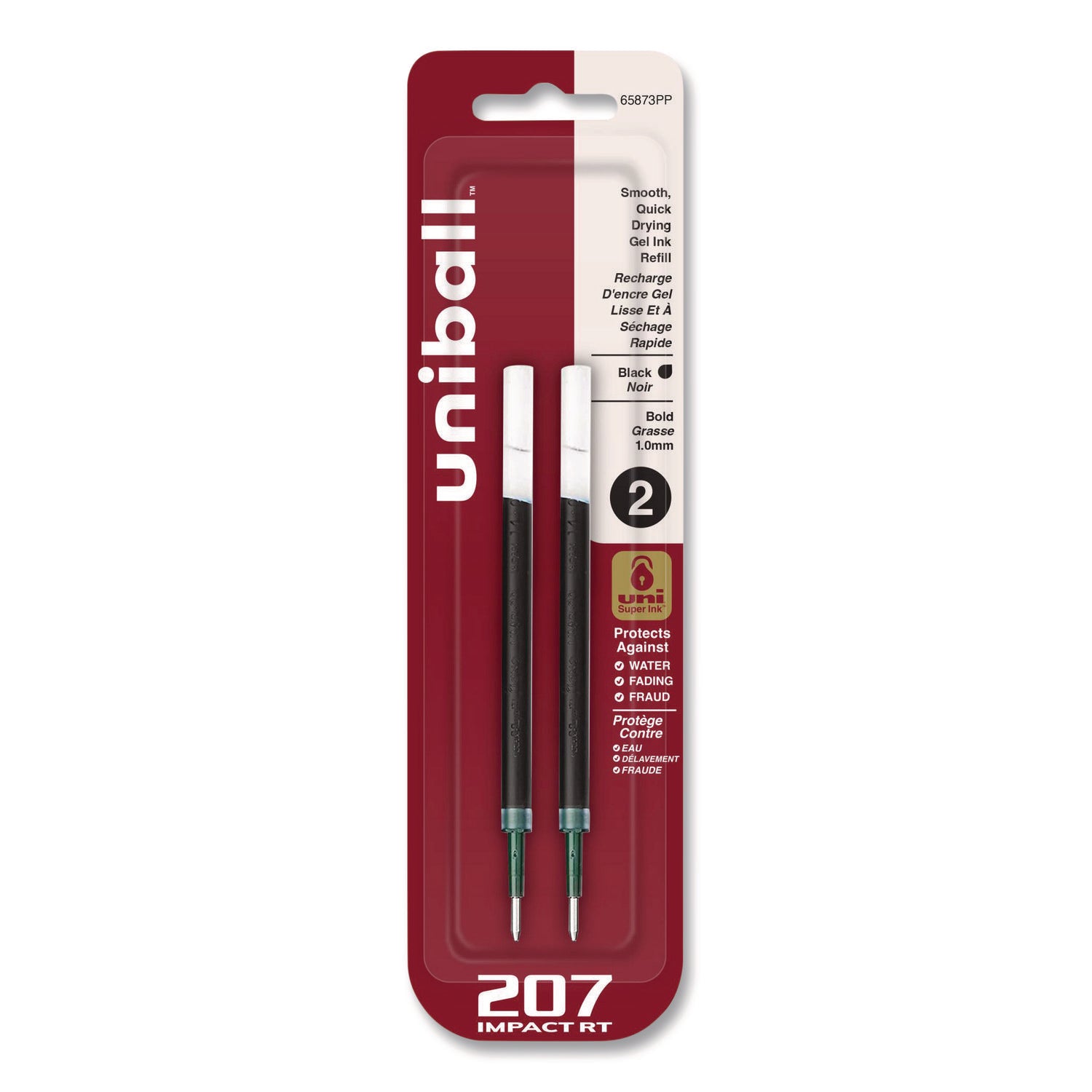 Refill for uni-ball Gel IMPACT RT Roller Ball Pens, Bold, Black, 2/Pack