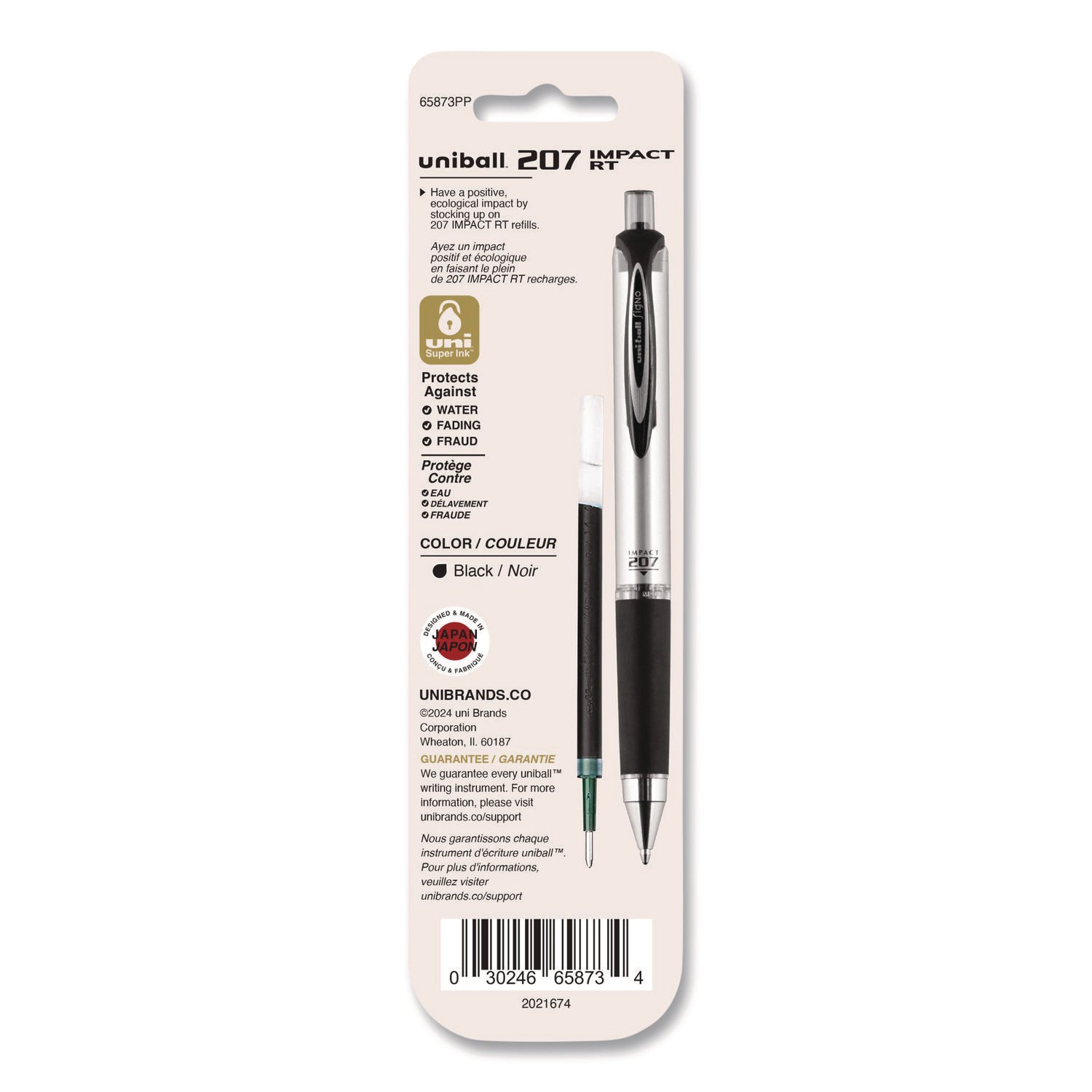 Refill for uni-ball Gel IMPACT RT Roller Ball Pens, Bold, Black, 2/Pack