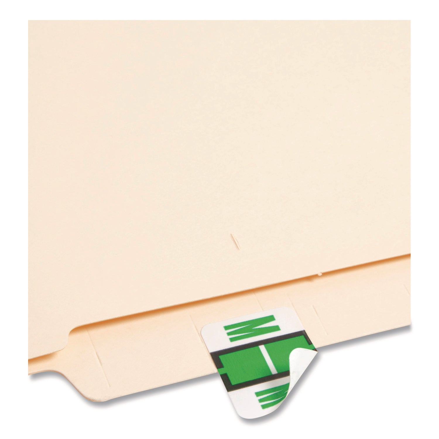 Smead® A-Z Color-Coded Bar-Style End Tab Labels, Letter M, Light Green, 500/Roll
