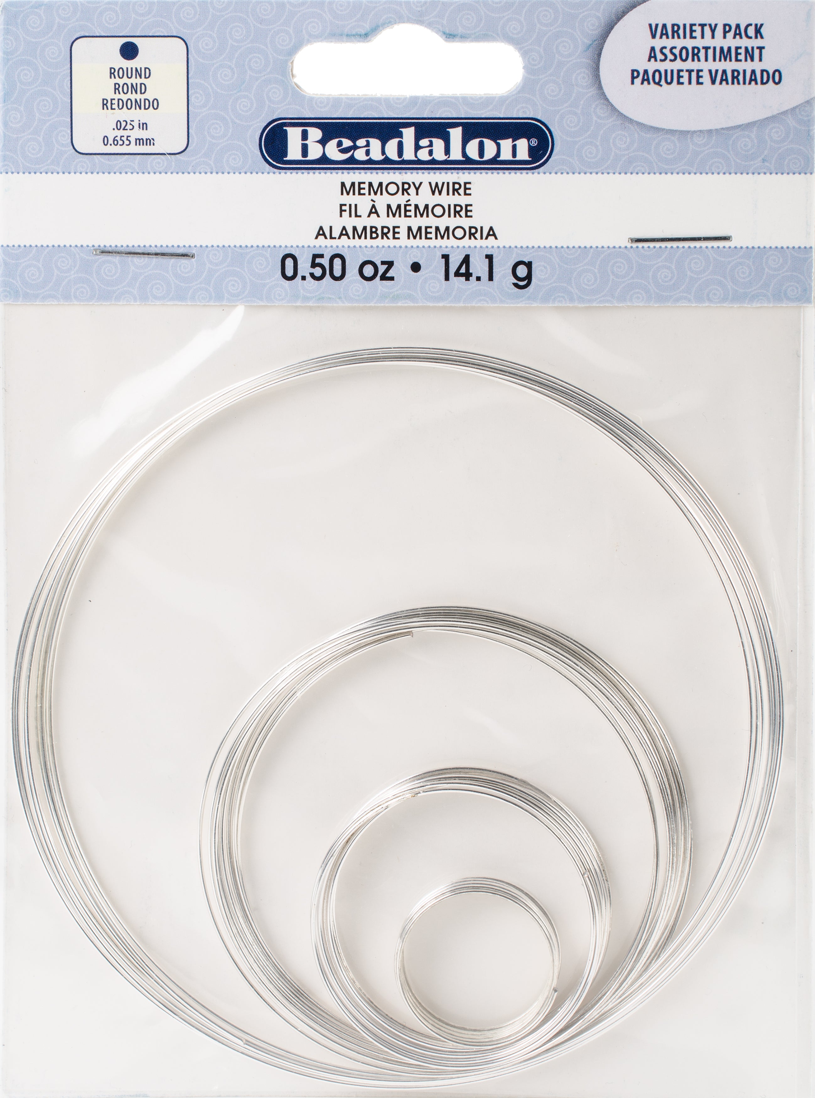 Memory Wire Combo Pack .62mm .5oz Silver-Plated - 15 Coils
