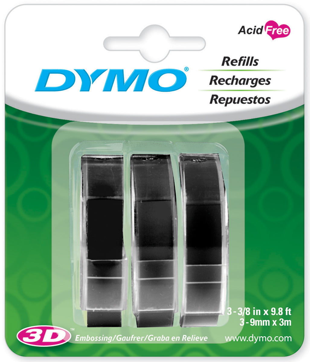 Caption Maker Tape Refill 3/8"X9.8 Feet 3/Pkg Black