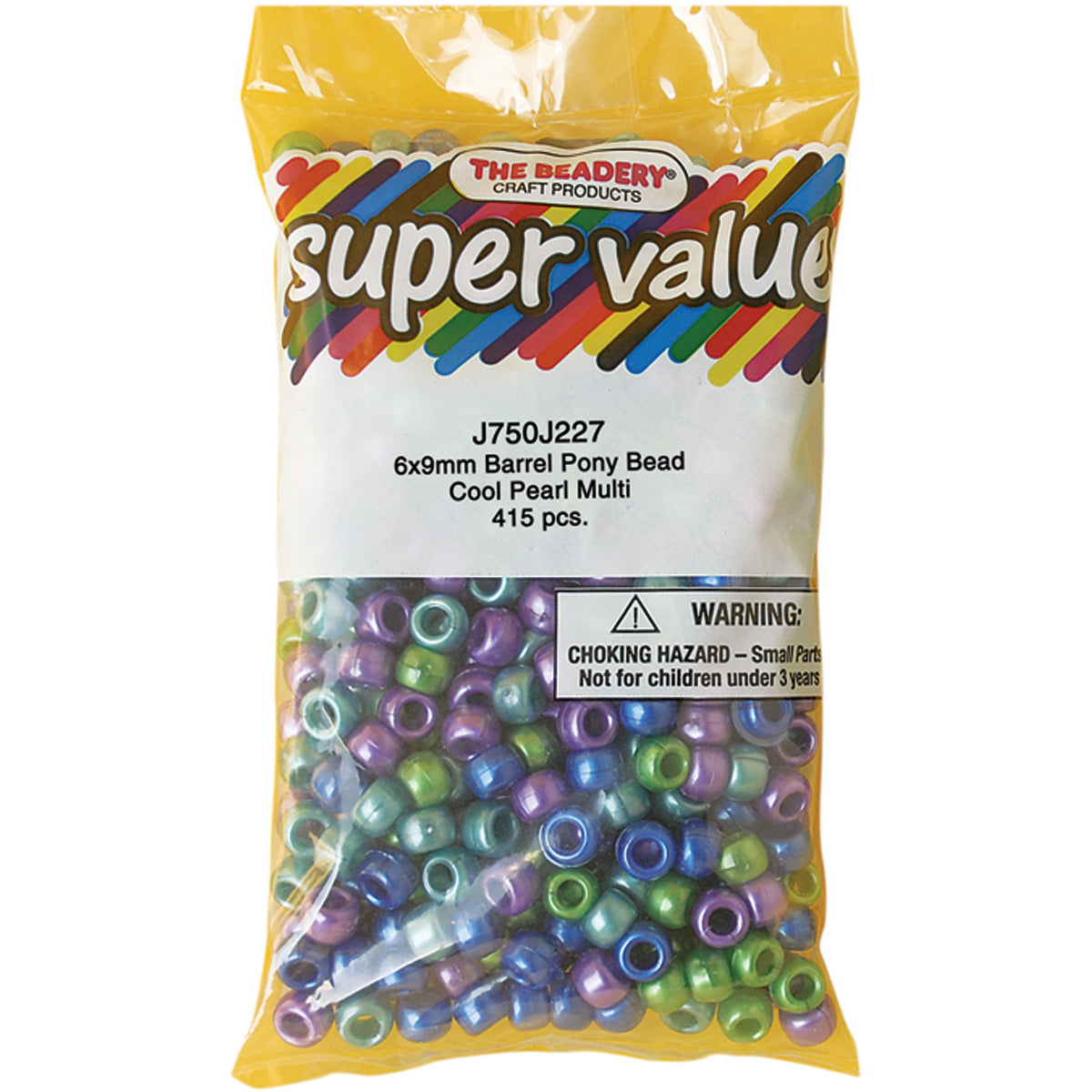 Pony Beads 6mmX9mm 415/Pkg Cool Pearl Multicolor