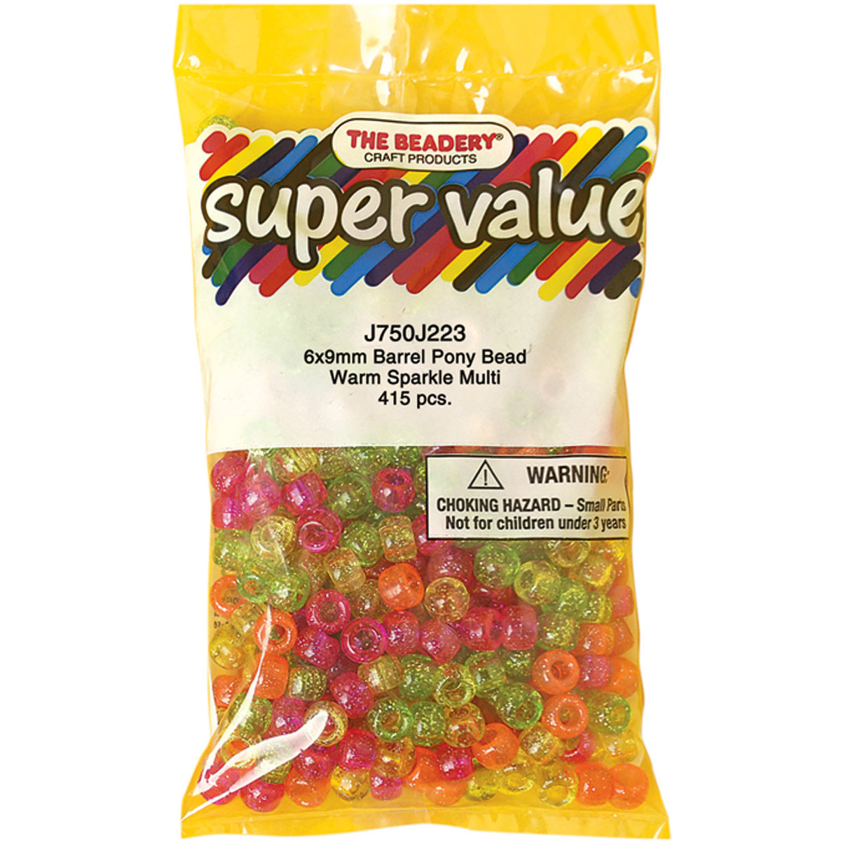 Pony Beads 6mmX9mm 415/Pkg Warm Sparkle Multicolor