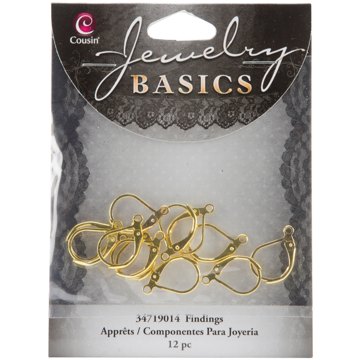 Jewelry Basics Metal Findings 12/Pkg Gold Lever Earrings
