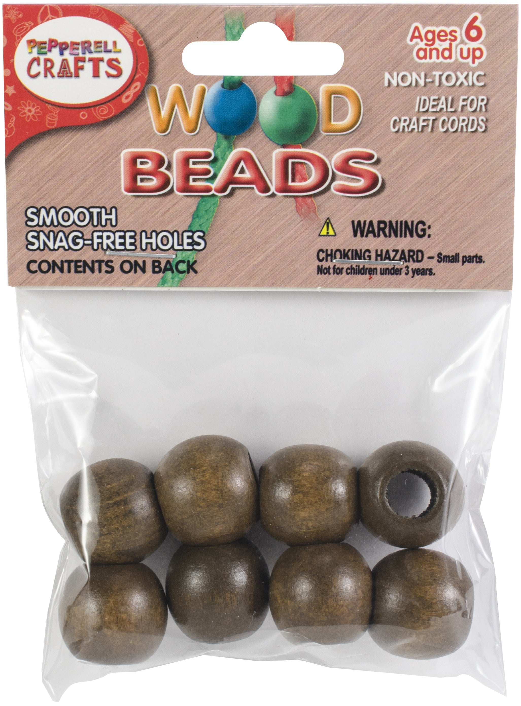 Round Wood Beads 20mm 8/Pkg Walnut