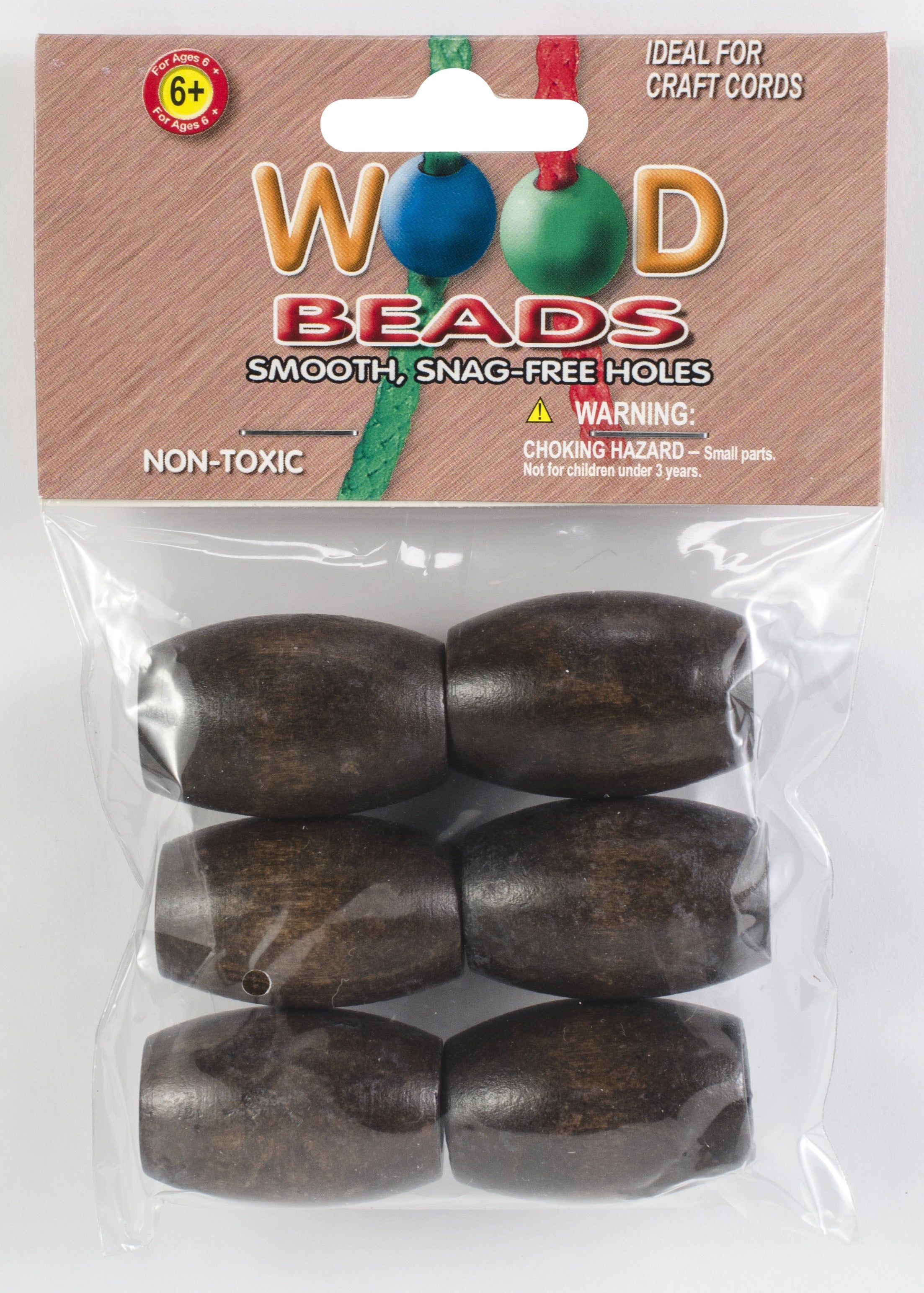 Oval Wood Beads 32mmX22mm 6/Pkg Walnut