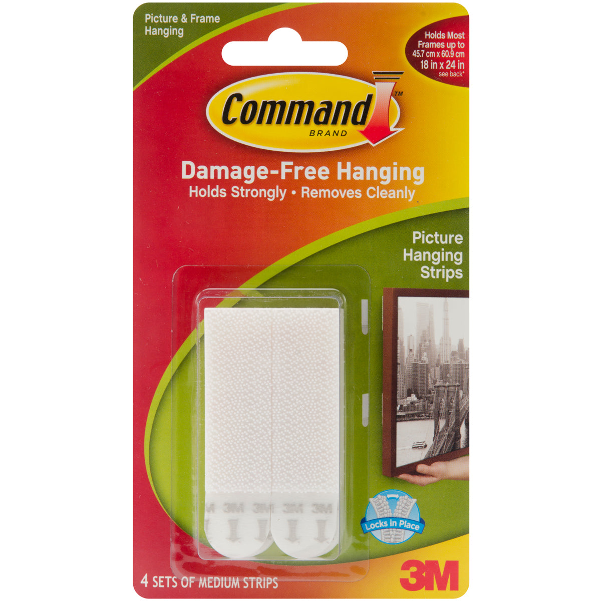 Command Medium Picture Hanging Strips White 4 Sets/Pkg