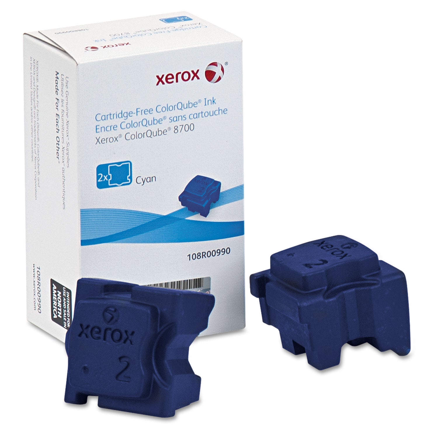 Xerox® 108R00990 Ink Sticks, 4200 Page-Yield, Cyan, 2/Box