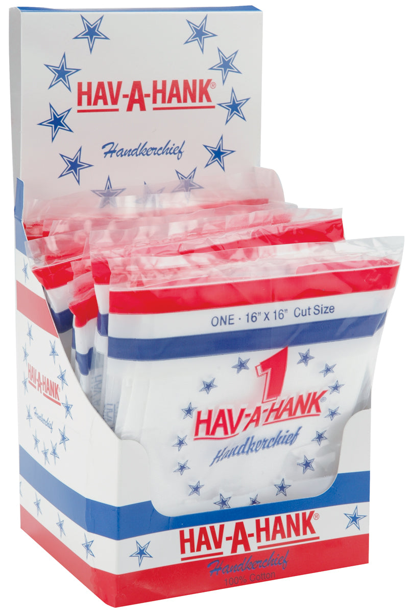 Hav-A-Hank Handkerchiefs 16"X16" 12pc Display-White