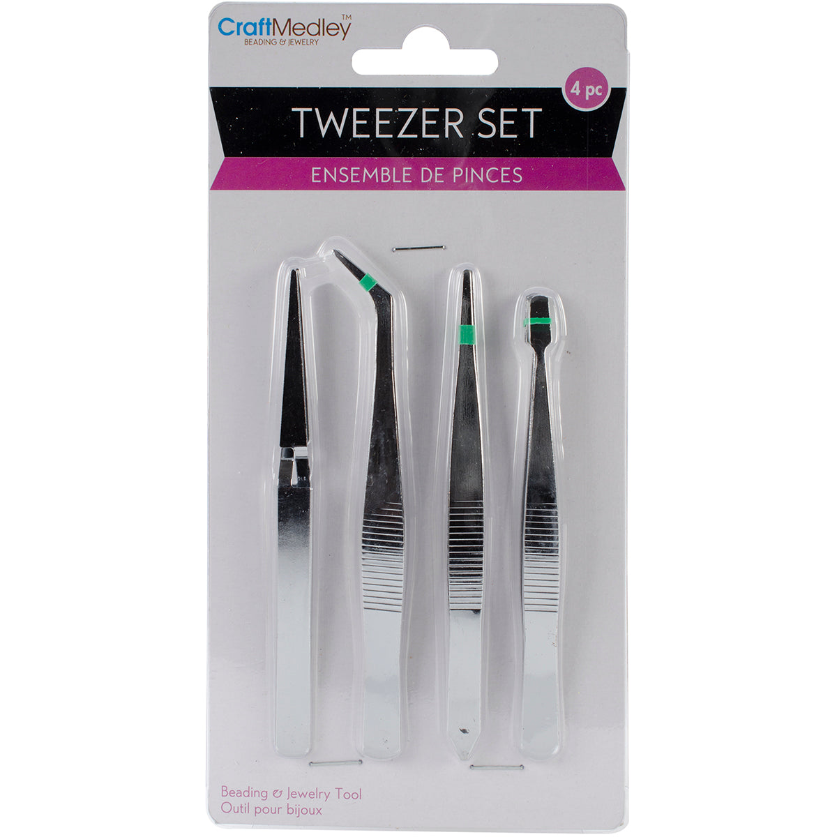 Tweezers 4/Pkg 4.75"