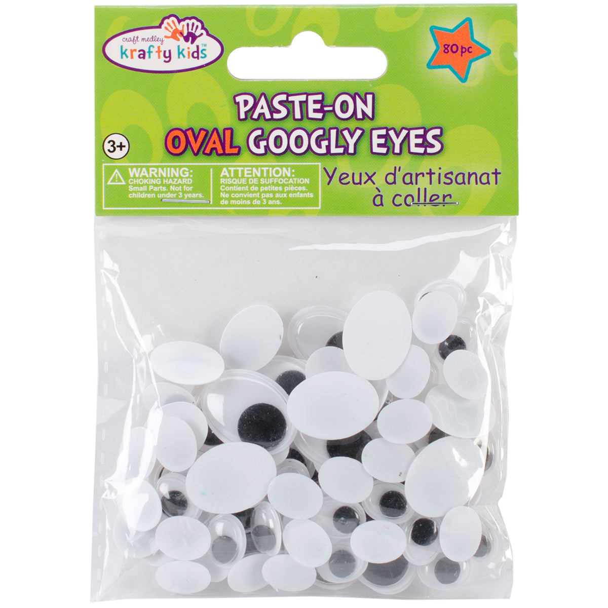 Paste-On Googly Eyes Assorted 10mm To 19mm 80/Pkg Black