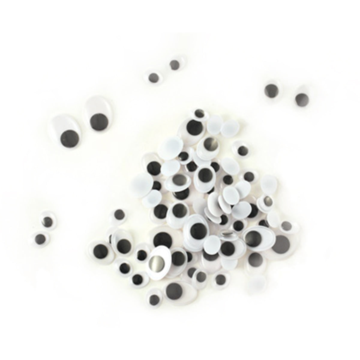 Paste-On Googly Eyes Assorted 10mm To 19mm 80/Pkg Black