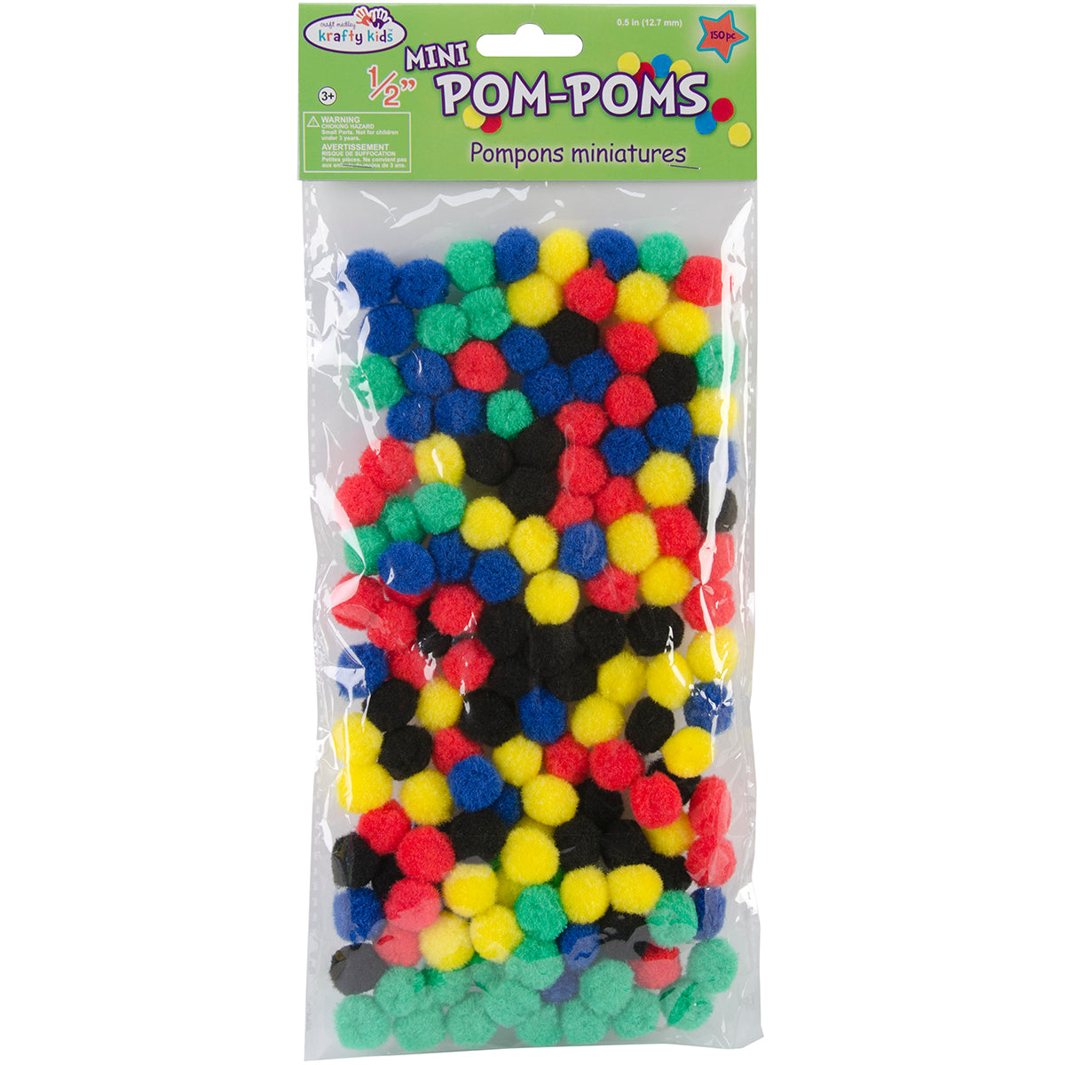 Mini Pom-Poms .5" 150/Pkg Primary