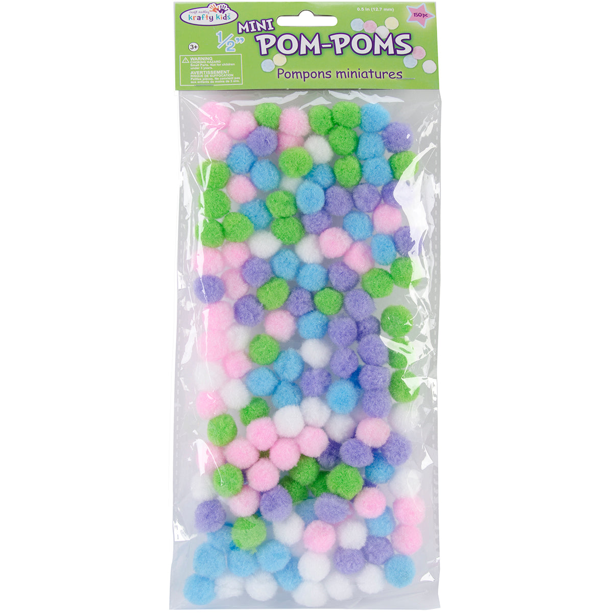 Mini Pom-Poms .5" 150/Pkg Pastel