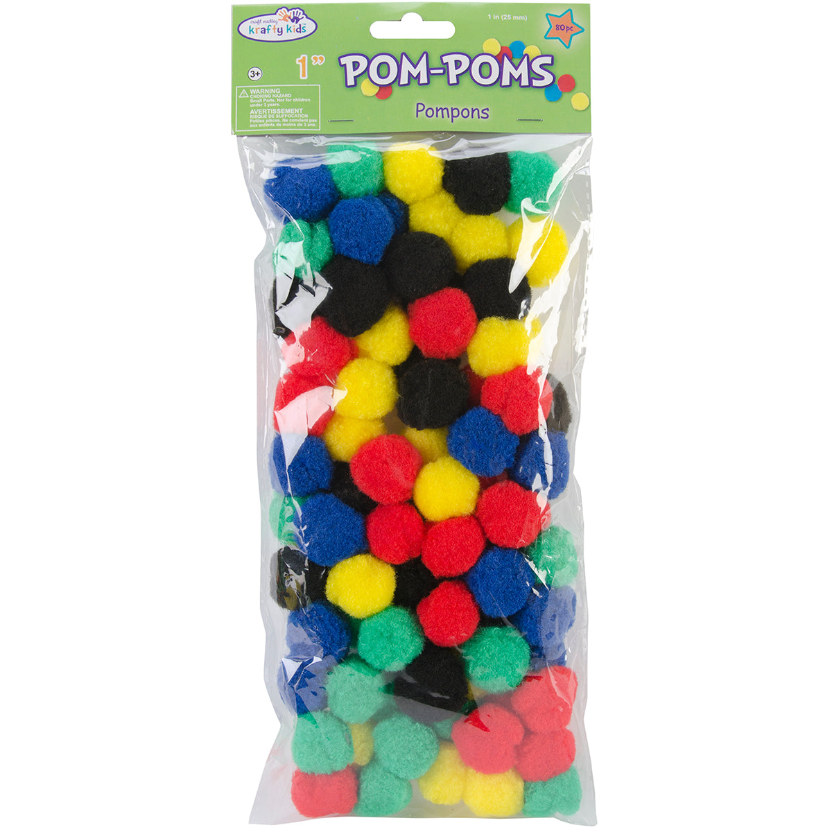 Pom-Poms 1" 80/Pkg Primary