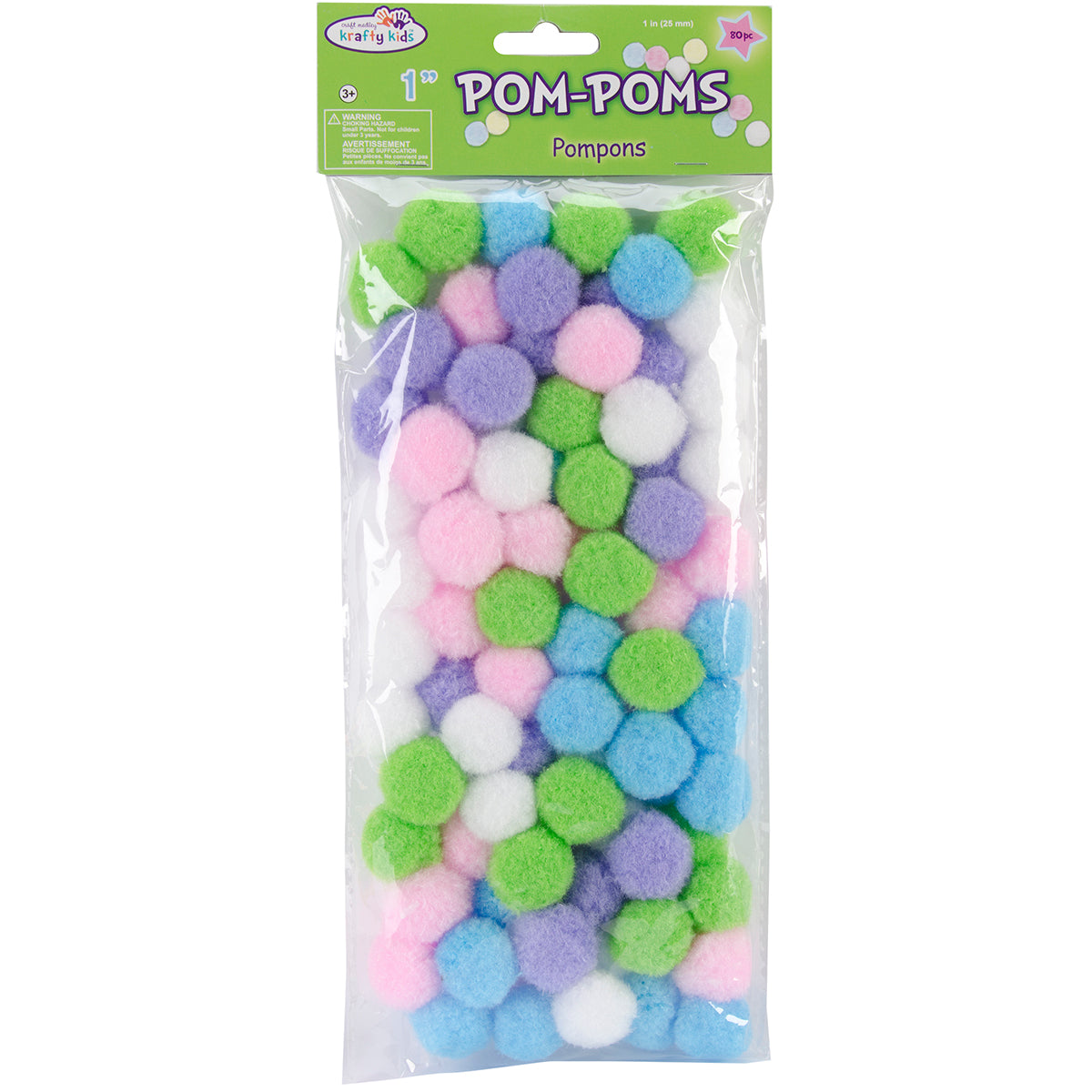 Pom-Poms 1" 80/Pkg Pastel