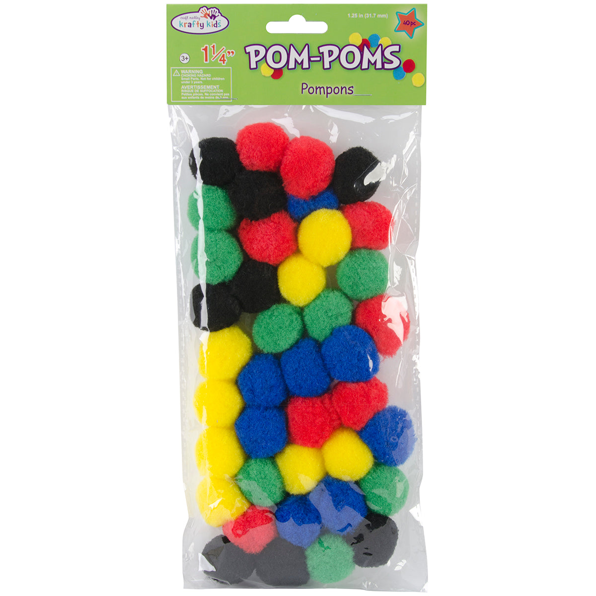 Pom-Poms 1.25" 40/Pkg Primary