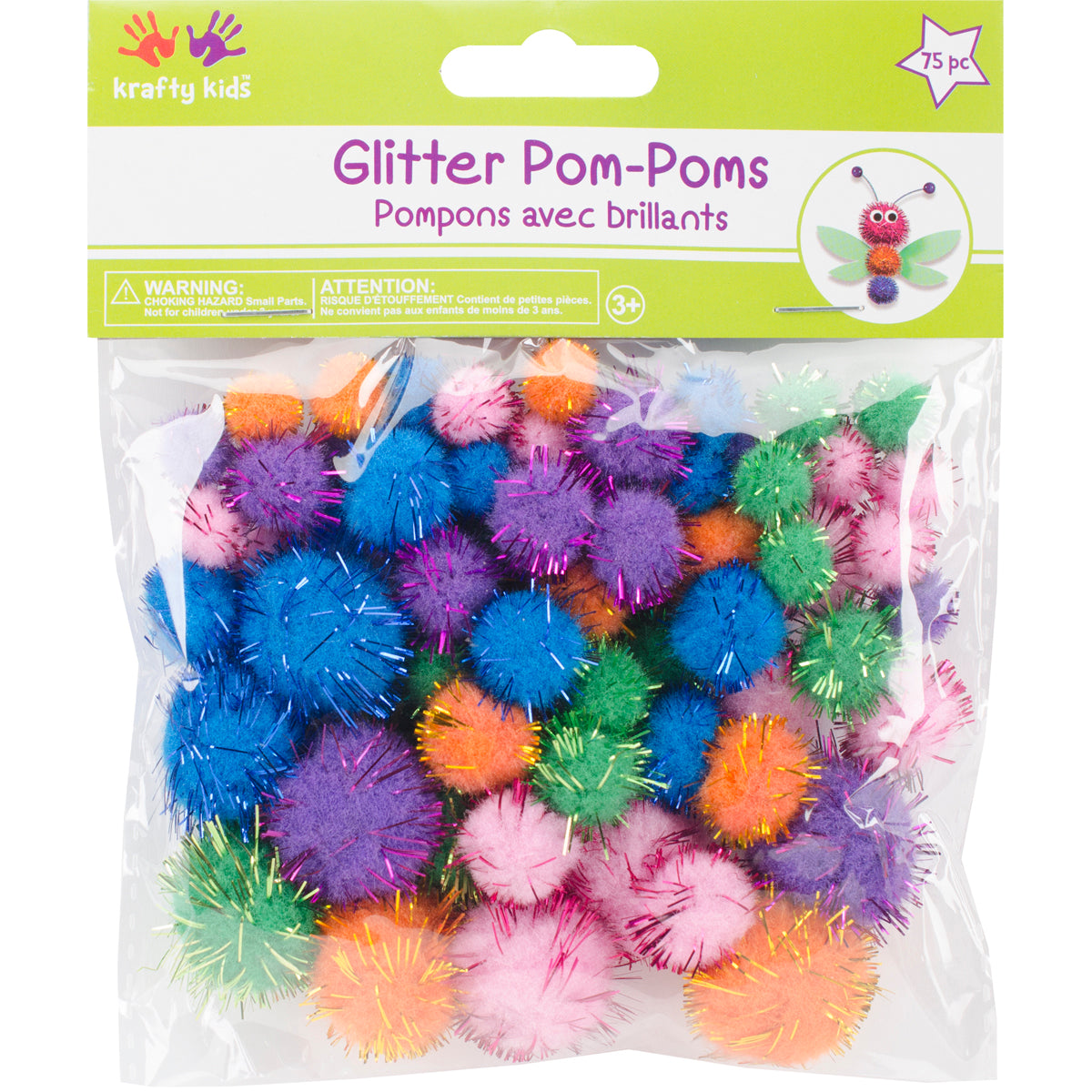Glitter Pom-Poms Variety Pack 75/Pkg Assorted