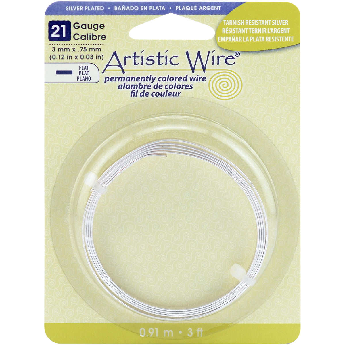 Artistic Wire Flat Silver-Plated - 21 Gauge, 3mmX.75mmX3'