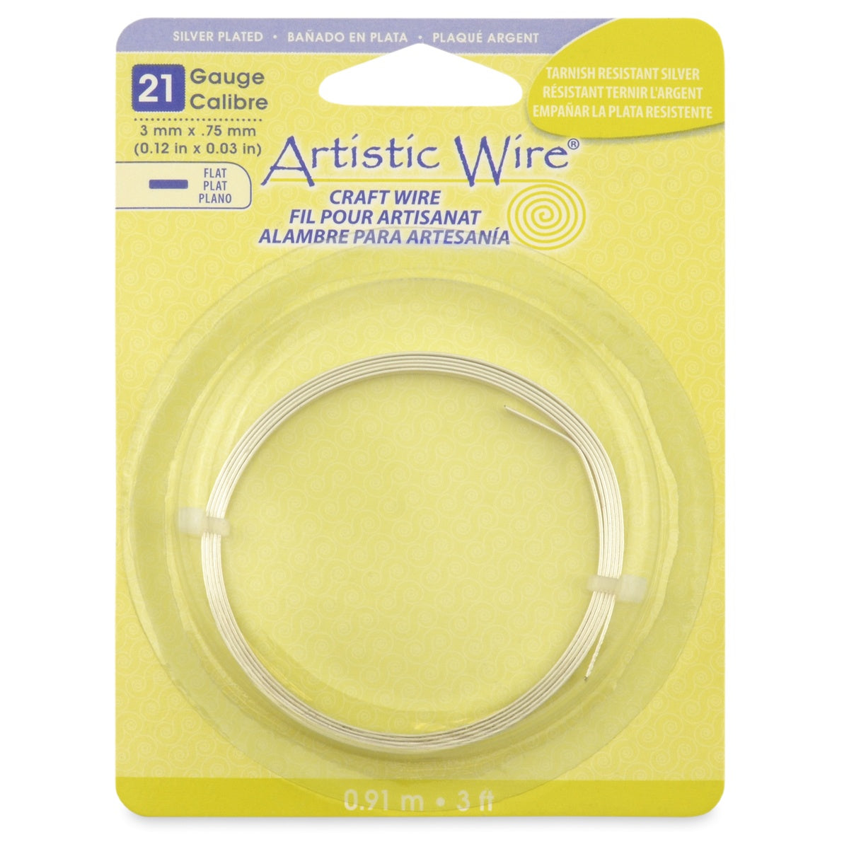 Artistic Wire Flat Silver-Plated - 21 Gauge, 3mmX.75mmX3'