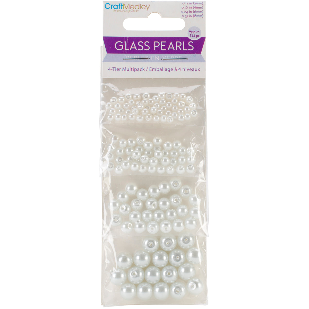 Glass Fired Pearl Beads 135/Pkg White
