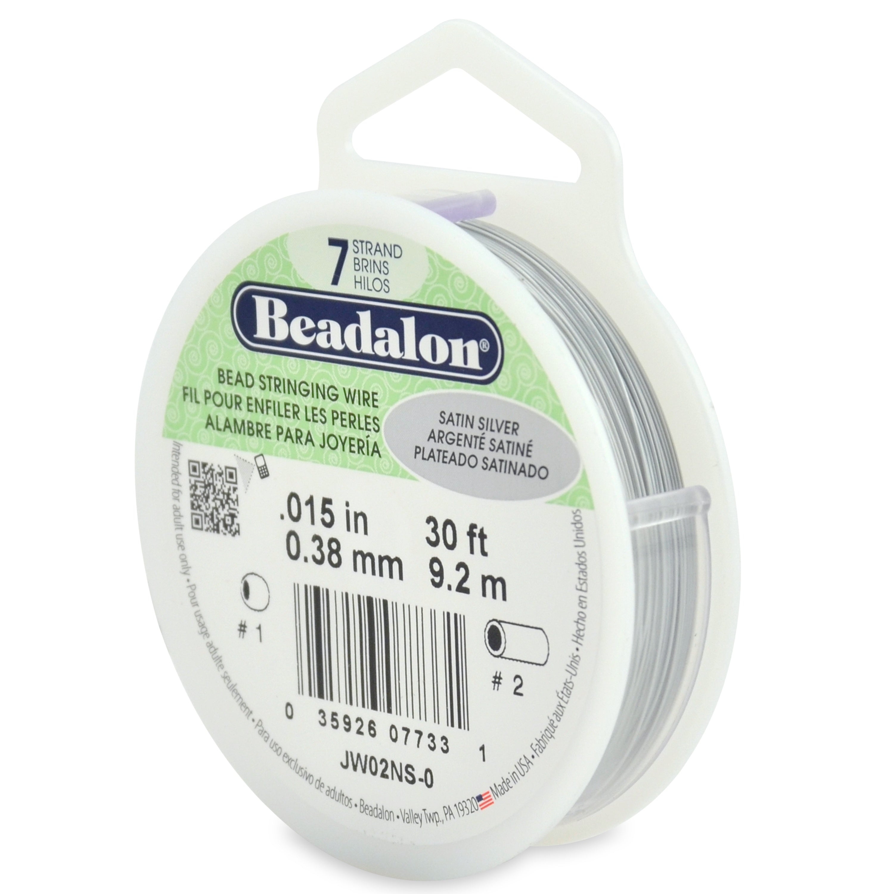 Stringing Wire 7-Strand .015"X30' Satin Silver