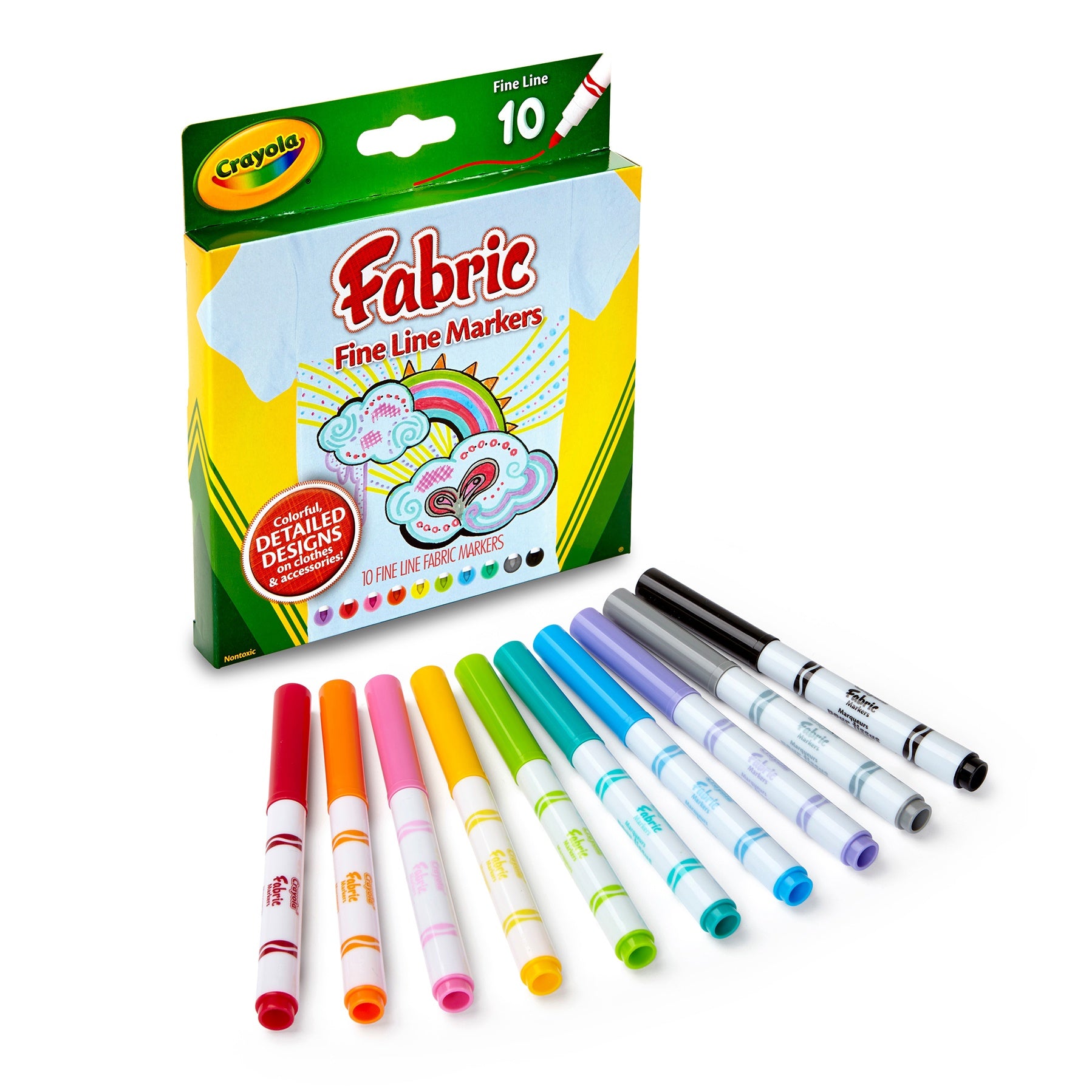 Crayola Fine Line Fabric Markers 10/Pkg