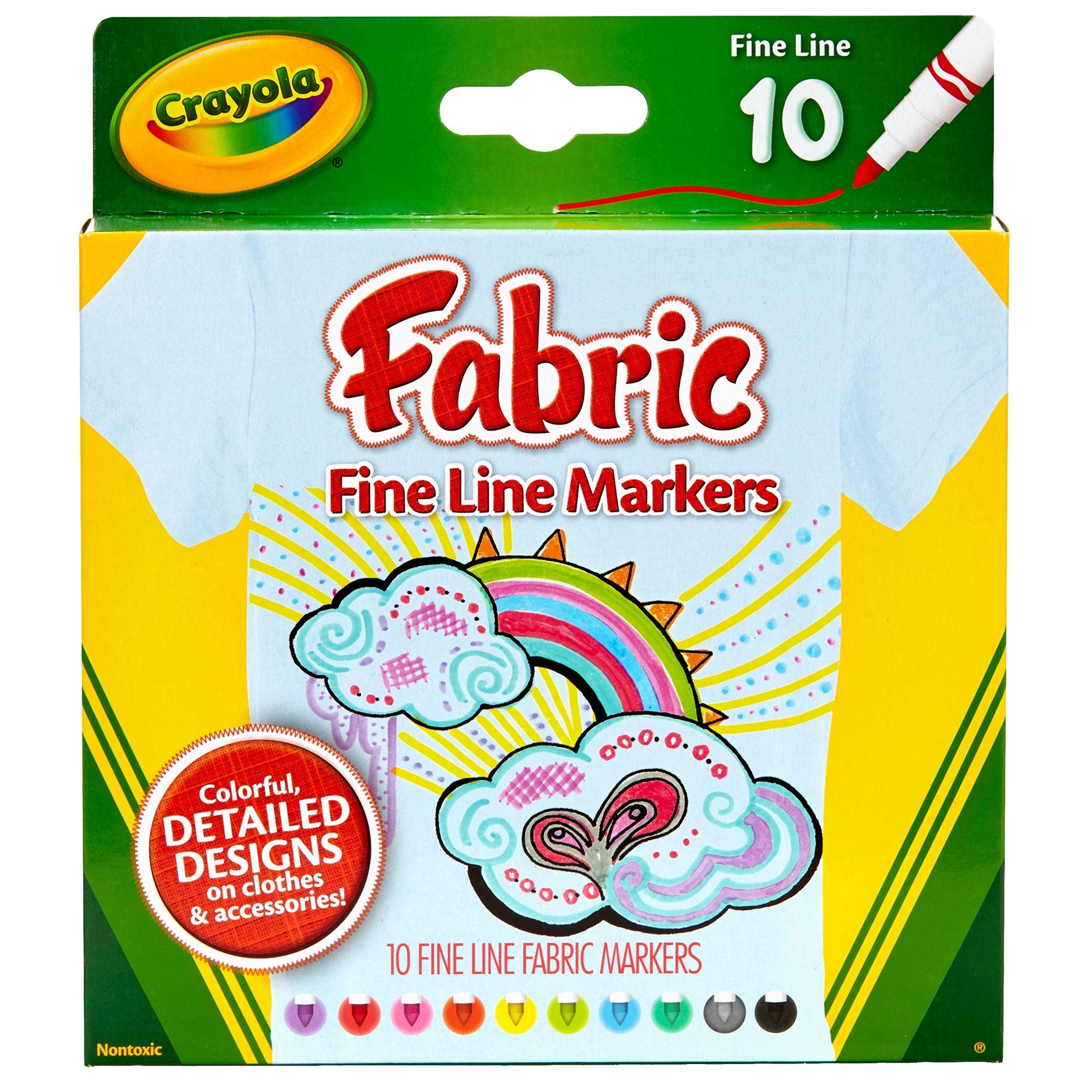 Crayola Fine Line Fabric Markers 10/Pkg