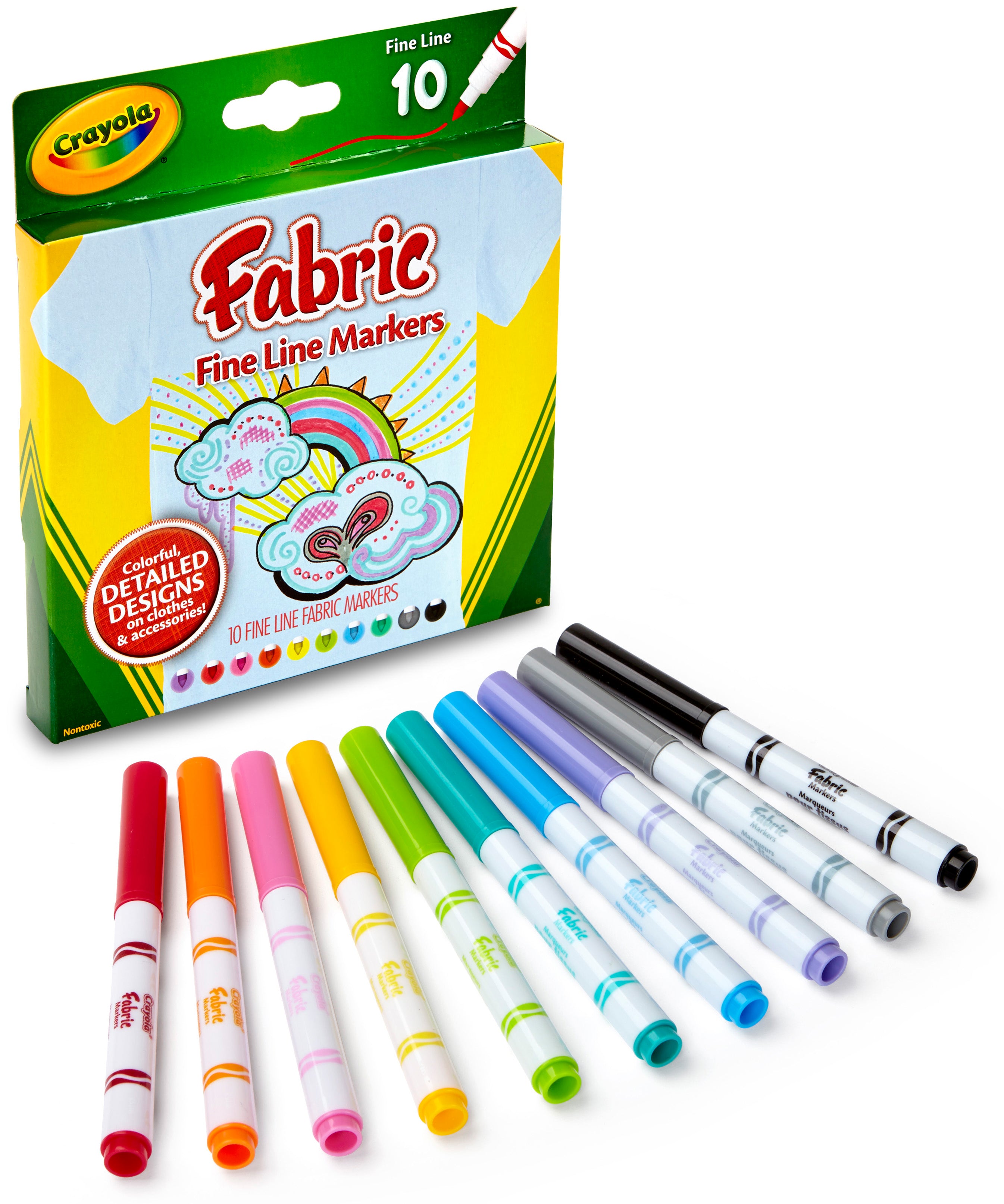 Crayola Fine Line Fabric Markers 10/Pkg