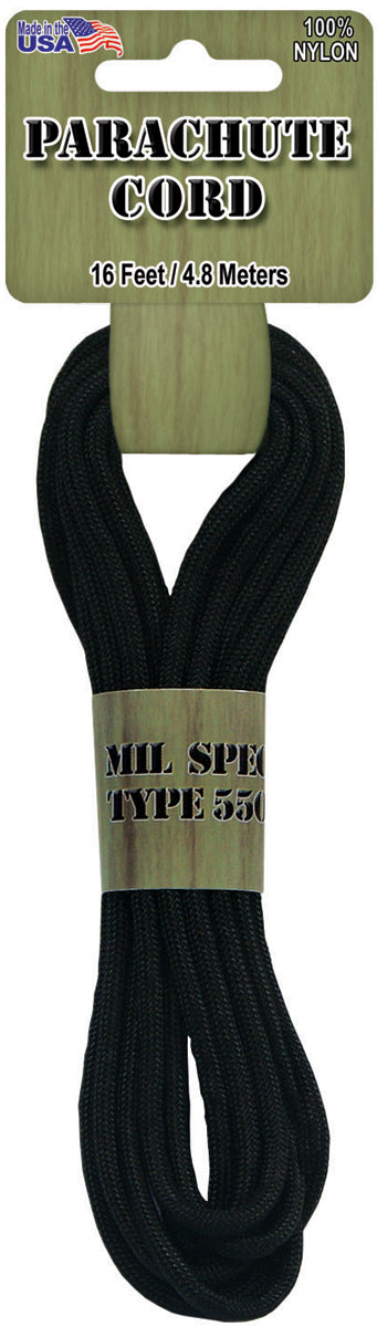 Parachute Cord 4mmx16' Black