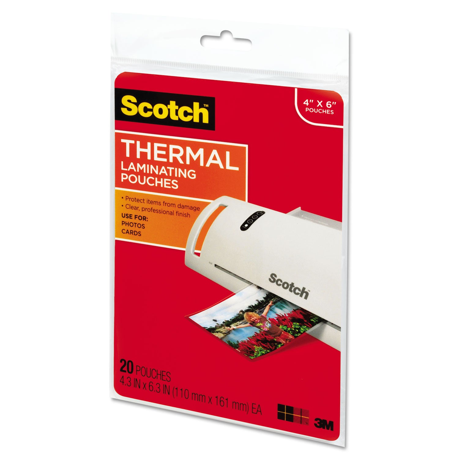 Scotch Thermal Laminator Pouches 20/Pkg 4"X6"