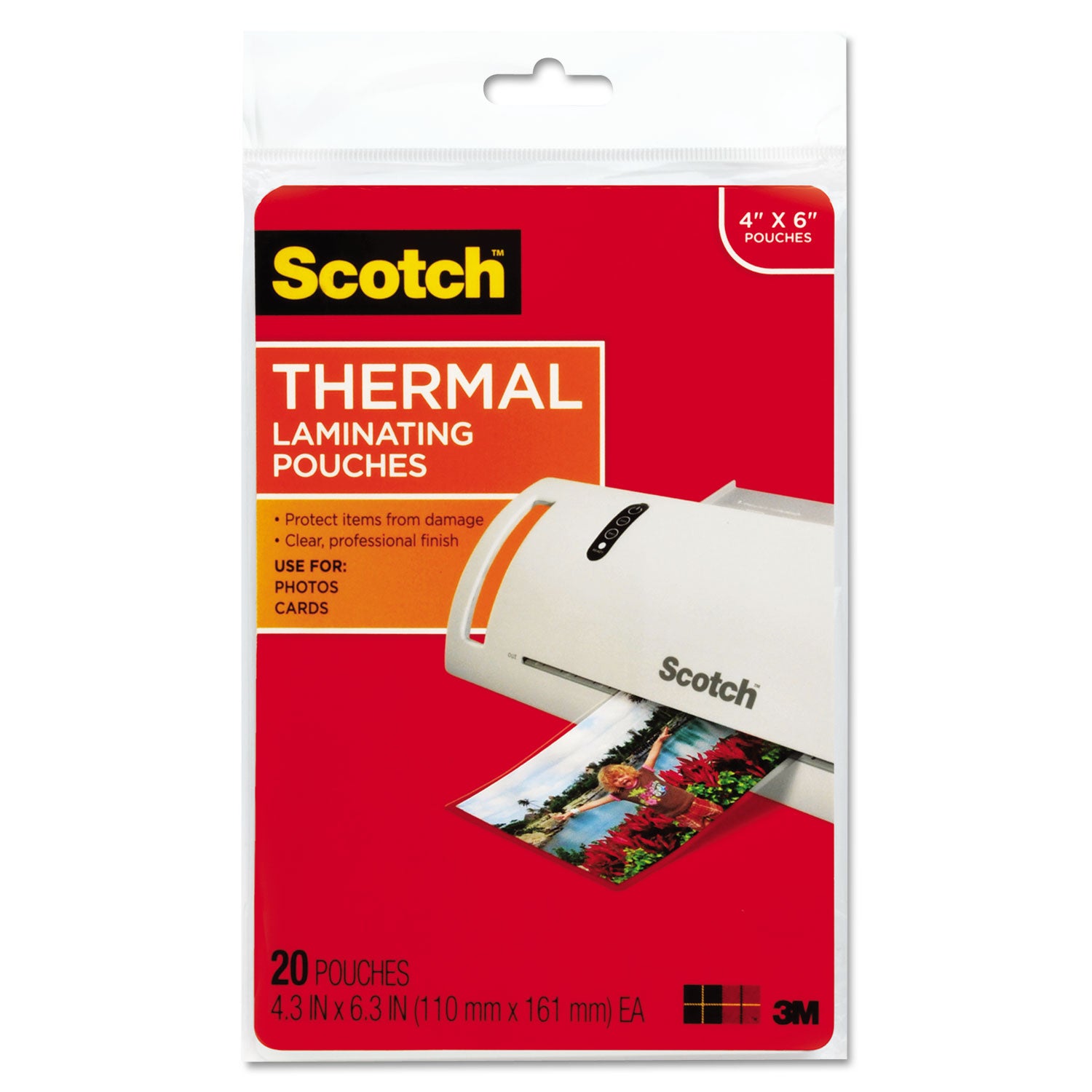 Scotch Thermal Laminator Pouches 20/Pkg 4"X6"