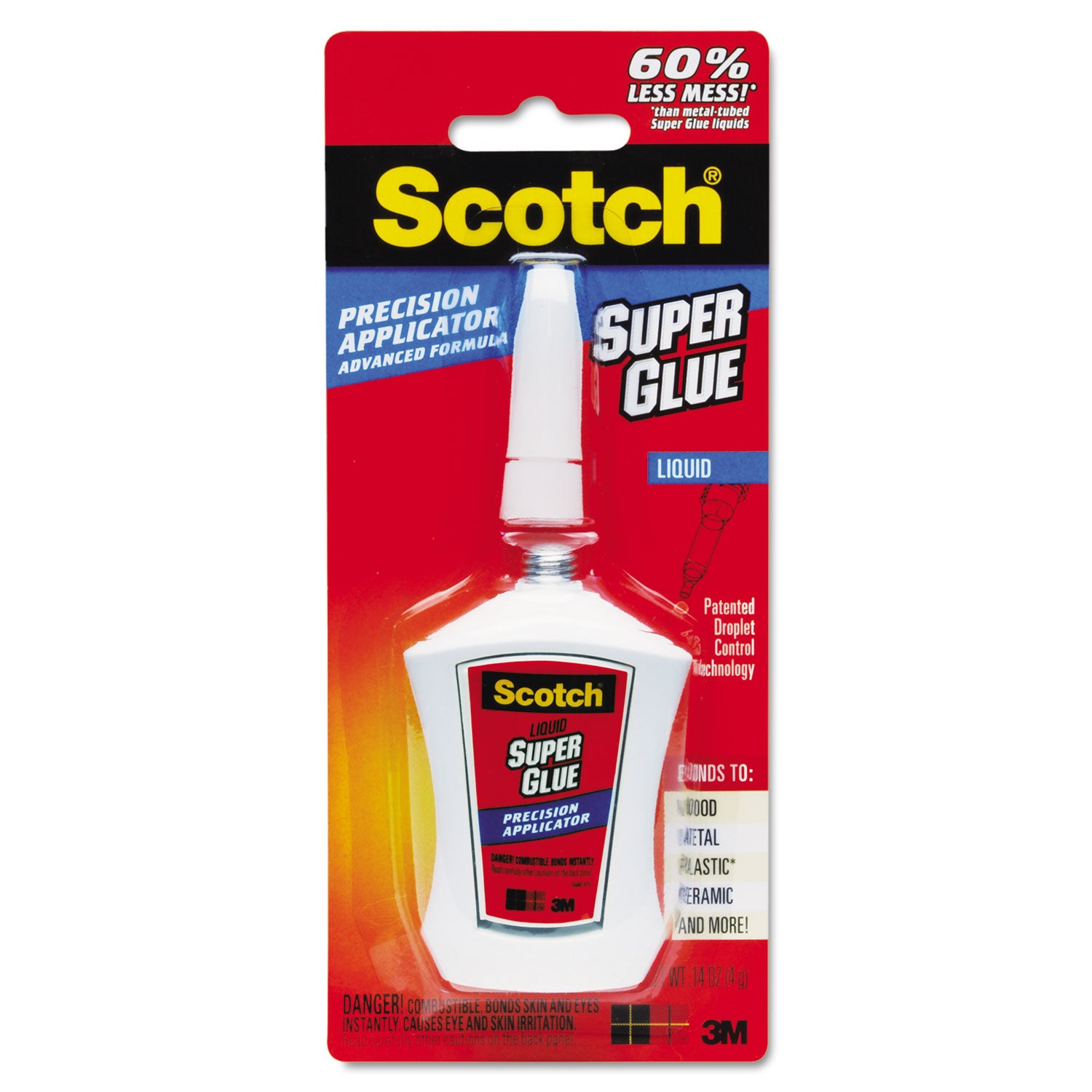 Scotch® Super Glue Liquid, Precision Applicator, 0.14 oz