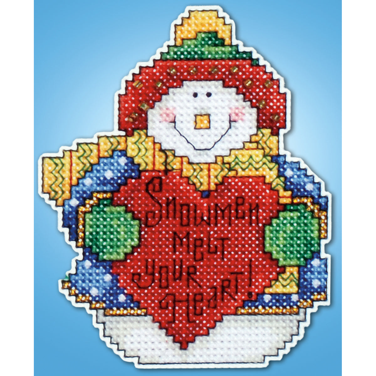 Snowman Ornament Plastic Canvas Kit 4"X3" 14 Count
