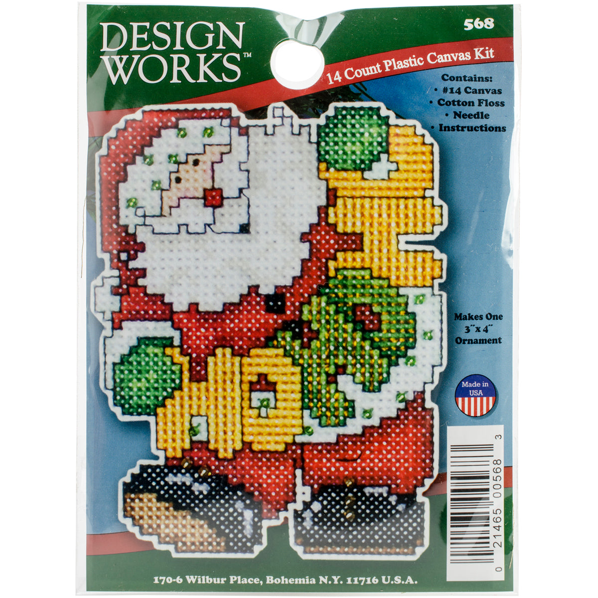 Ho Ho Santa Ornament Plastic Canvas Kit 4"X3" 14 Count