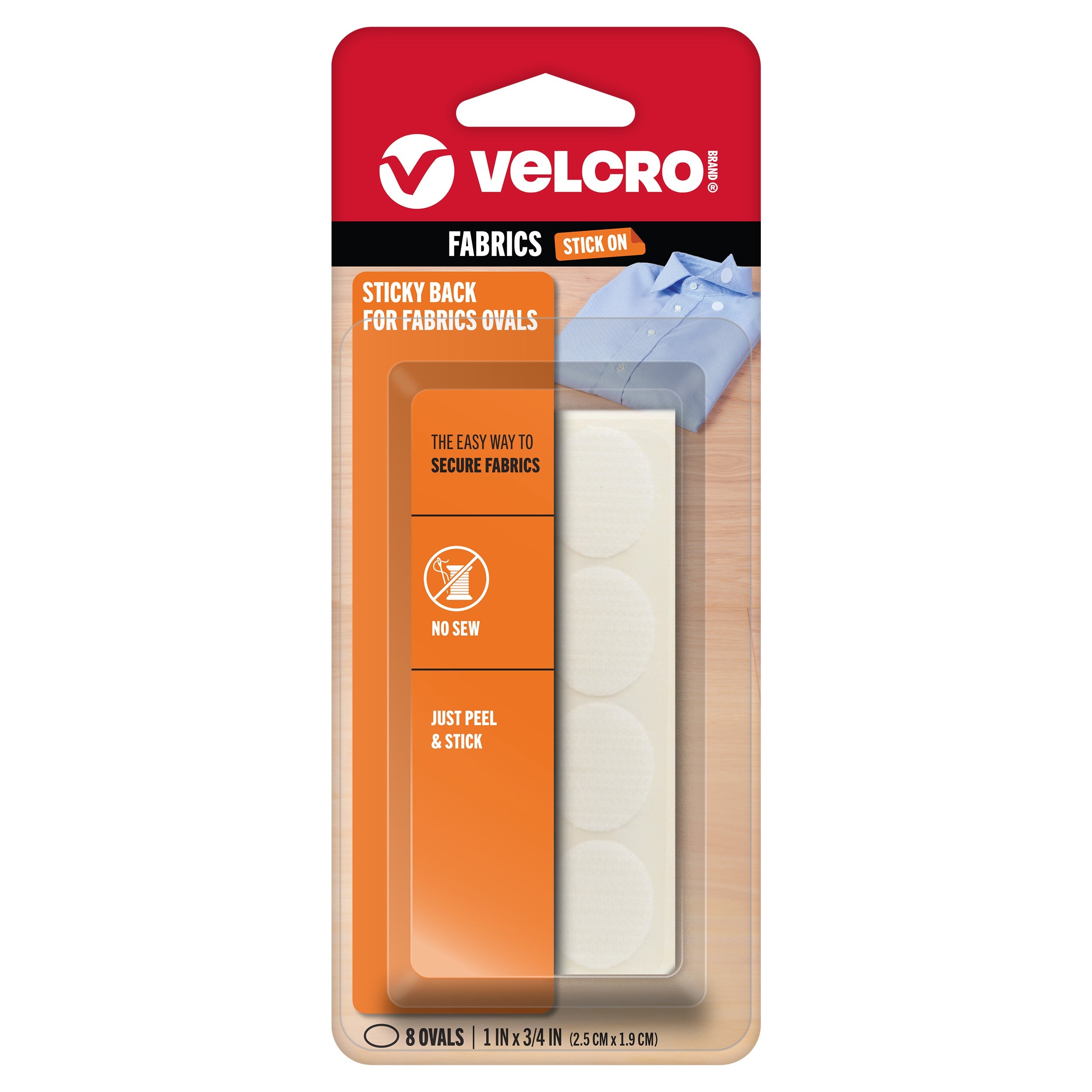 VELCRO(R) Brand STICKY BACK For Fabric Ovals 1"X.75" White