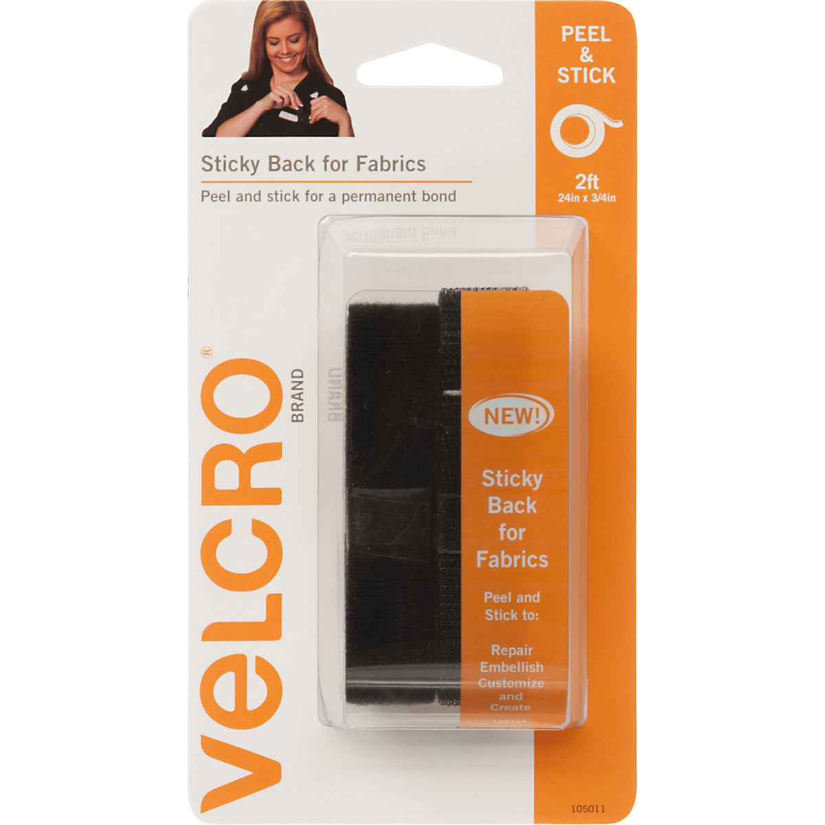 VELCRO(R) Brand STICKY BACK For Fabric Tape .75X24" Black