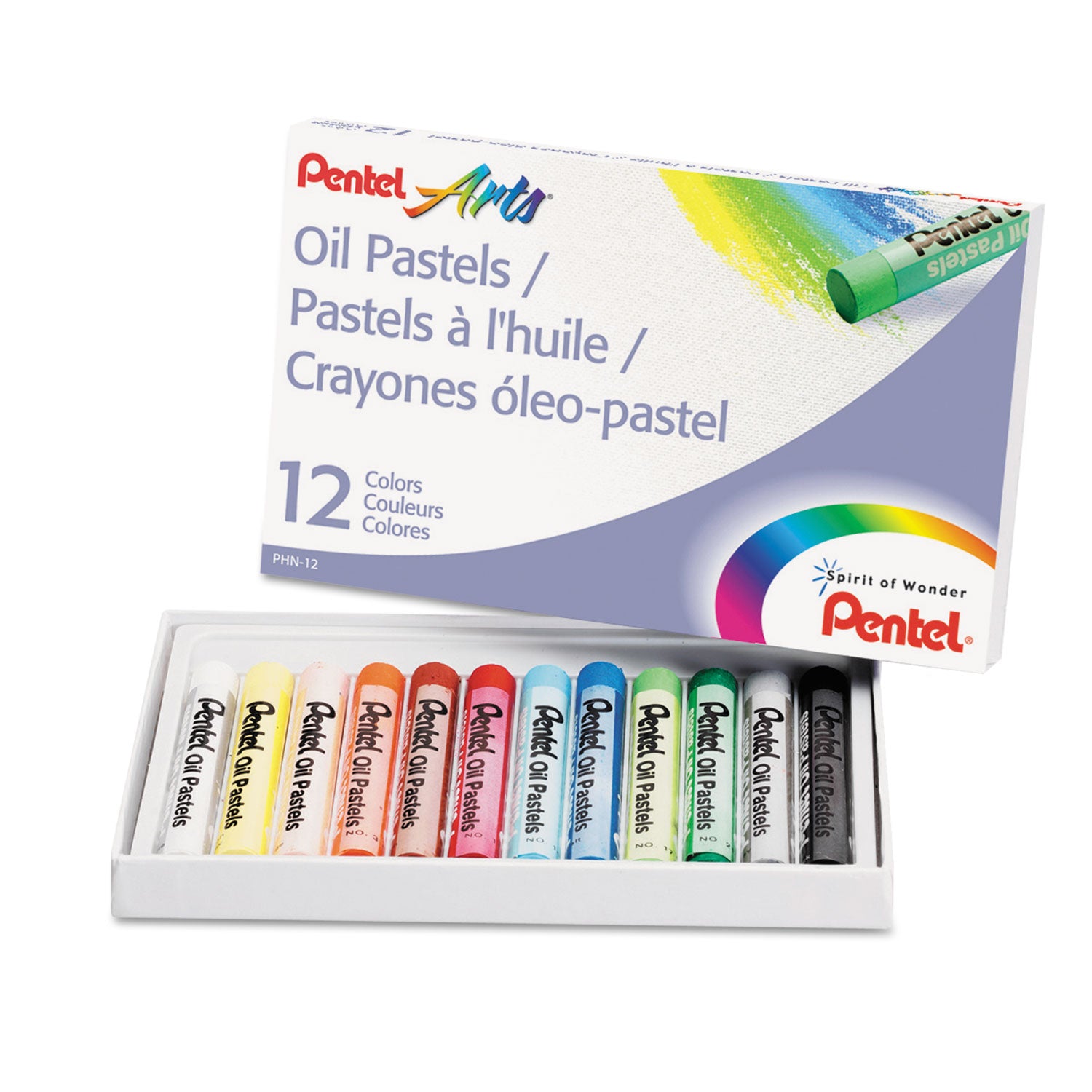 Pentel® Oil Pastel Set With Carrying Case,12-Color Set, Assorted, 12/Set