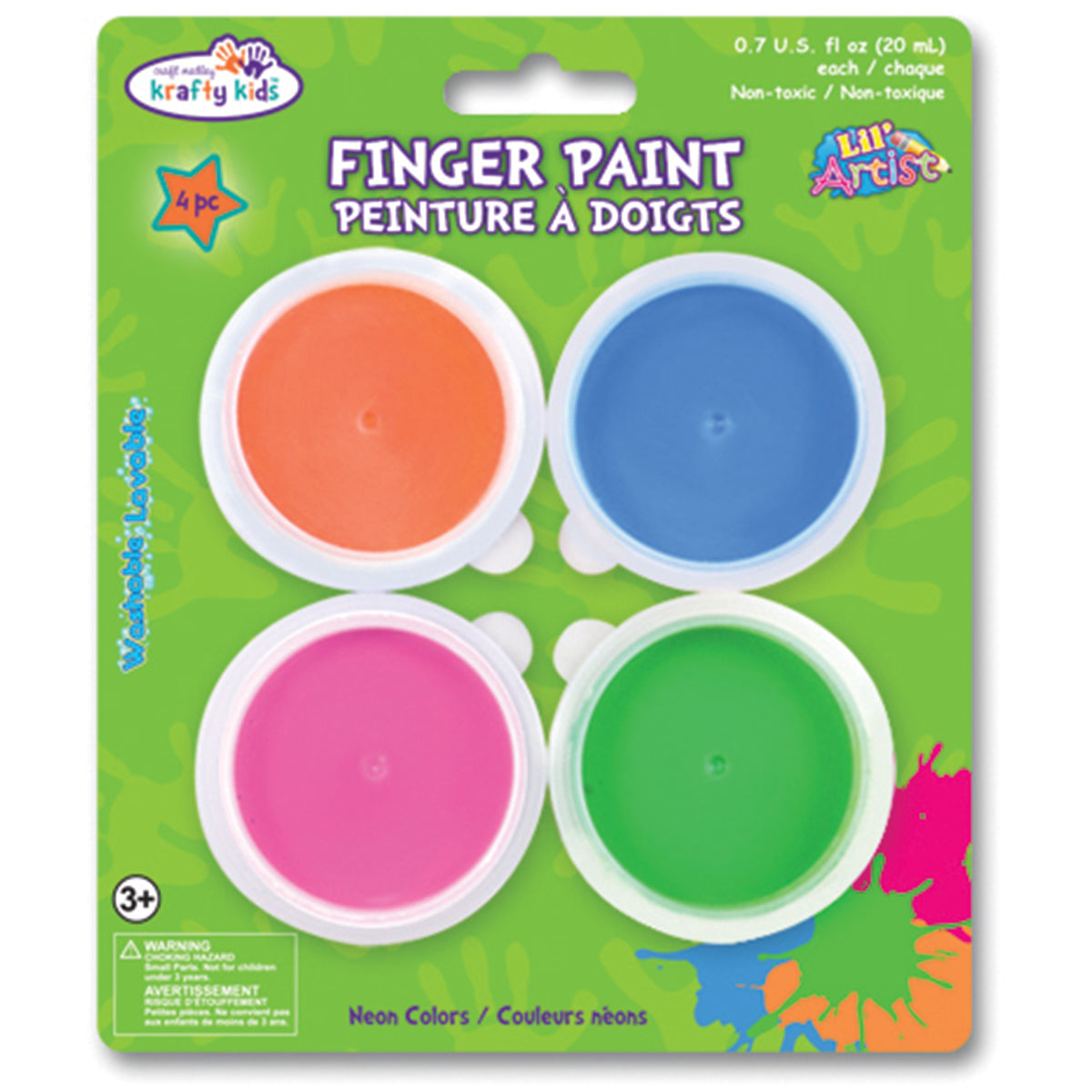 Finger Paint Tubs .7oz 4/Pkg Neons