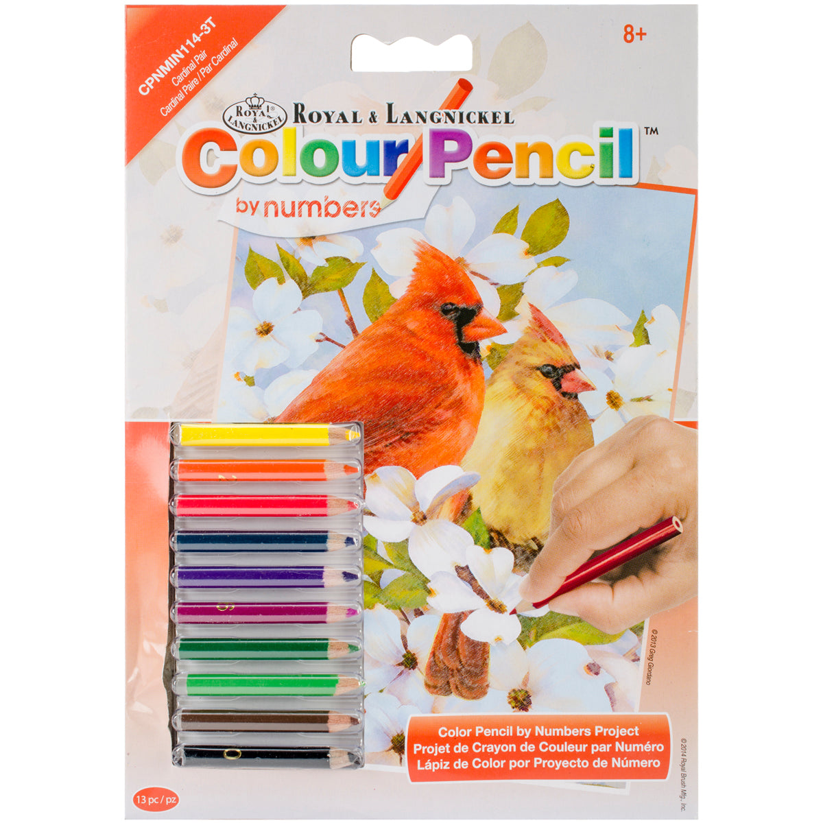 Mini Color Pencil By Number Kit 5"X7" Cardinal Pair