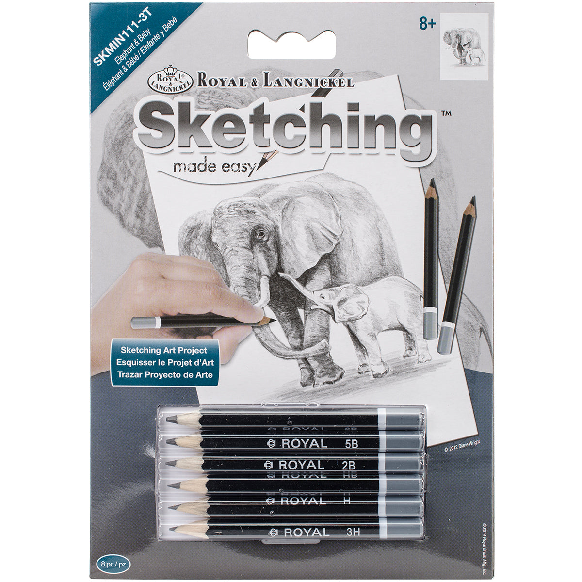 Sketching Made Easy Kit 5'x7" Elephant & Baby
