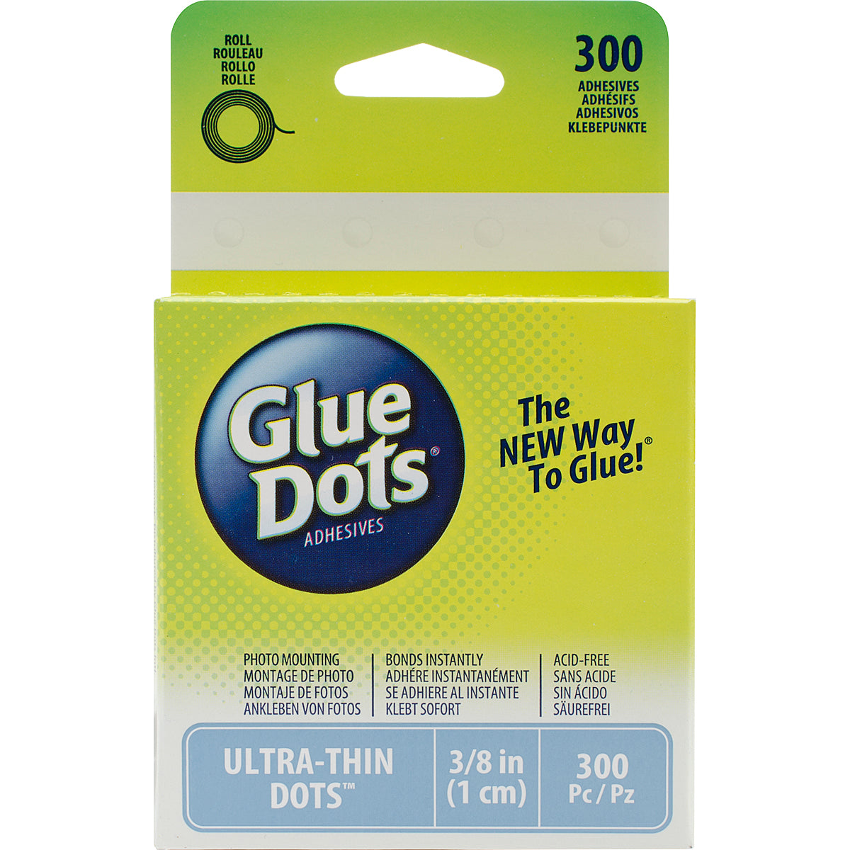 Glue Dots Clear Dot Roll Ultra Thin .375" 300/Pkg